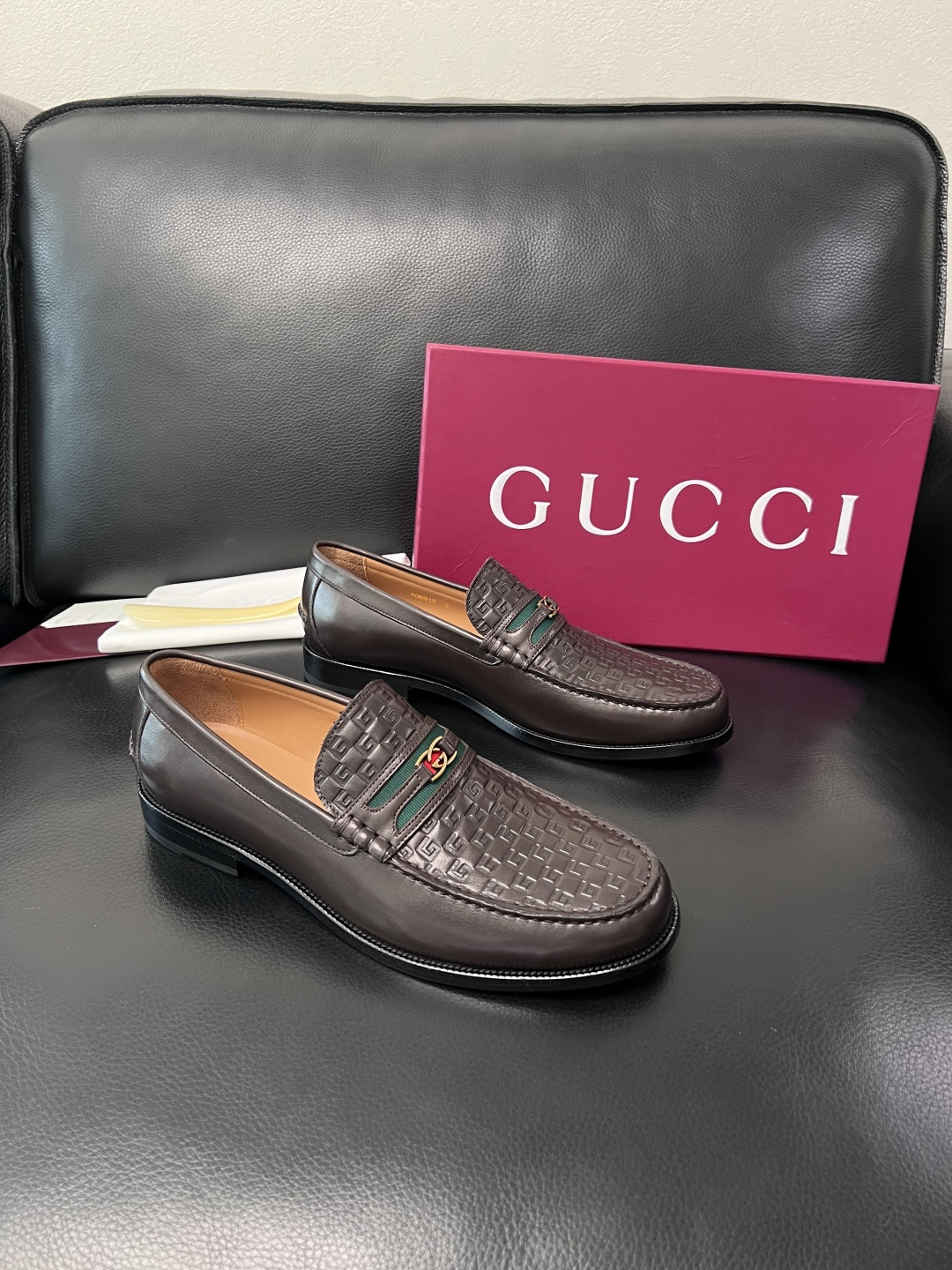 Gucci 高品质  顶级工艺品  古奇  皮高帮专柜新款原厂配置，意大利进口牛皮面料，进口牛皮内里垫，