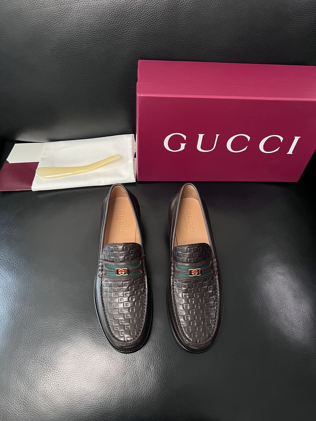 Gucci 高品质  顶级工艺品  古奇  皮高帮专柜新款原厂配置，意大利进口牛皮面料，进口牛皮内里垫，