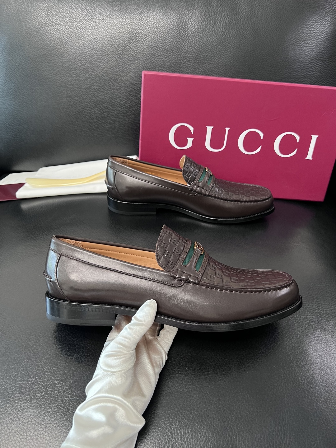 Gucci 高品质  顶级工艺品  古奇  皮高帮专柜新款原厂配置，意大利进口牛皮面料，进口牛皮内里垫，