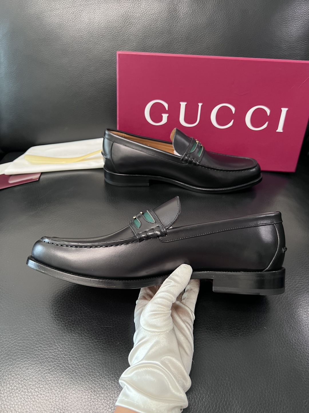 Gucci 高品质  顶级工艺品  古奇  皮高帮专柜新款原厂配置，意大利进口牛皮面料，进口牛皮内里垫，