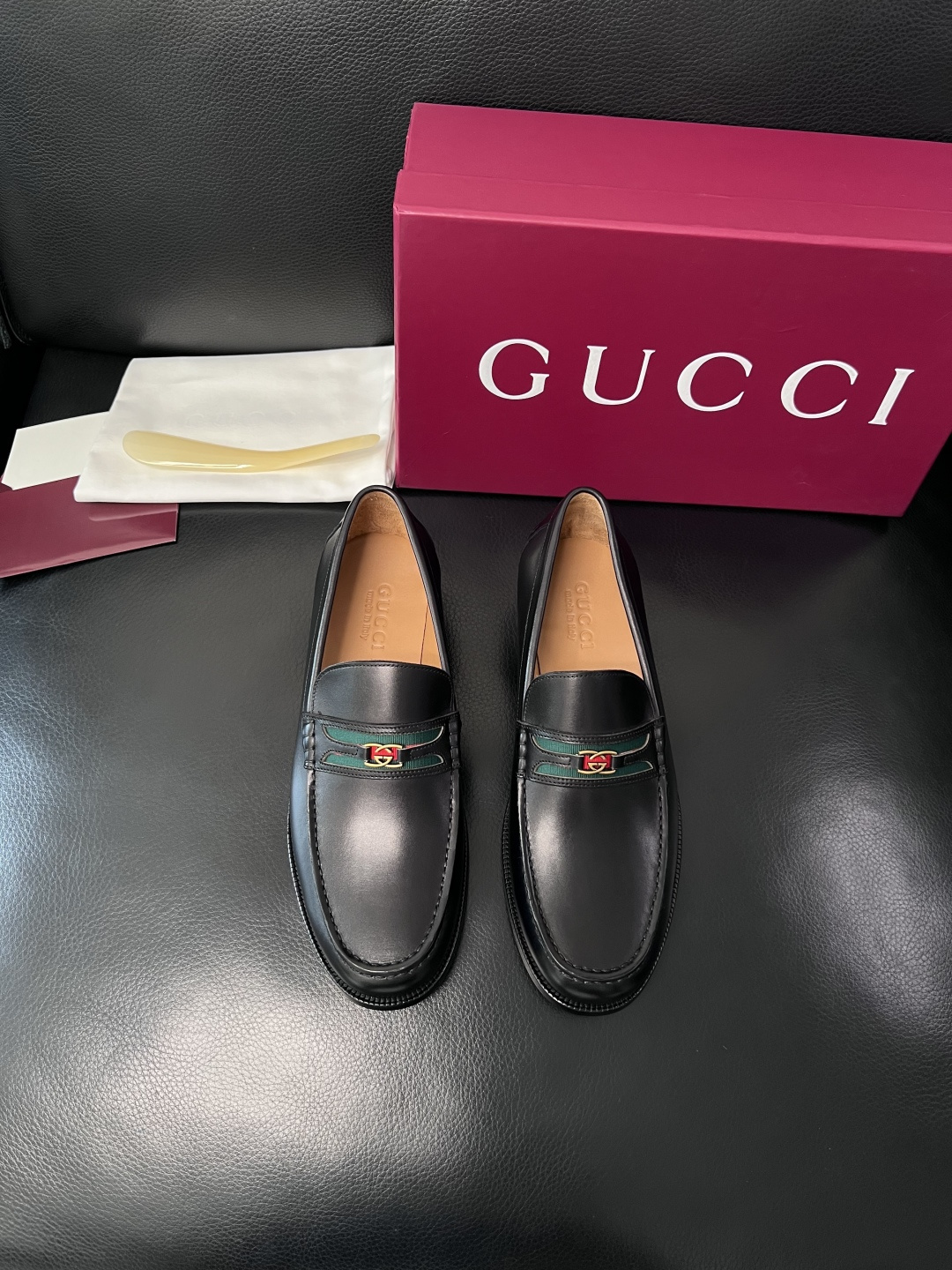 Gucci 高品质  顶级工艺品  古奇  皮高帮专柜新款原厂配置，意大利进口牛皮面料，进口牛皮内里垫，