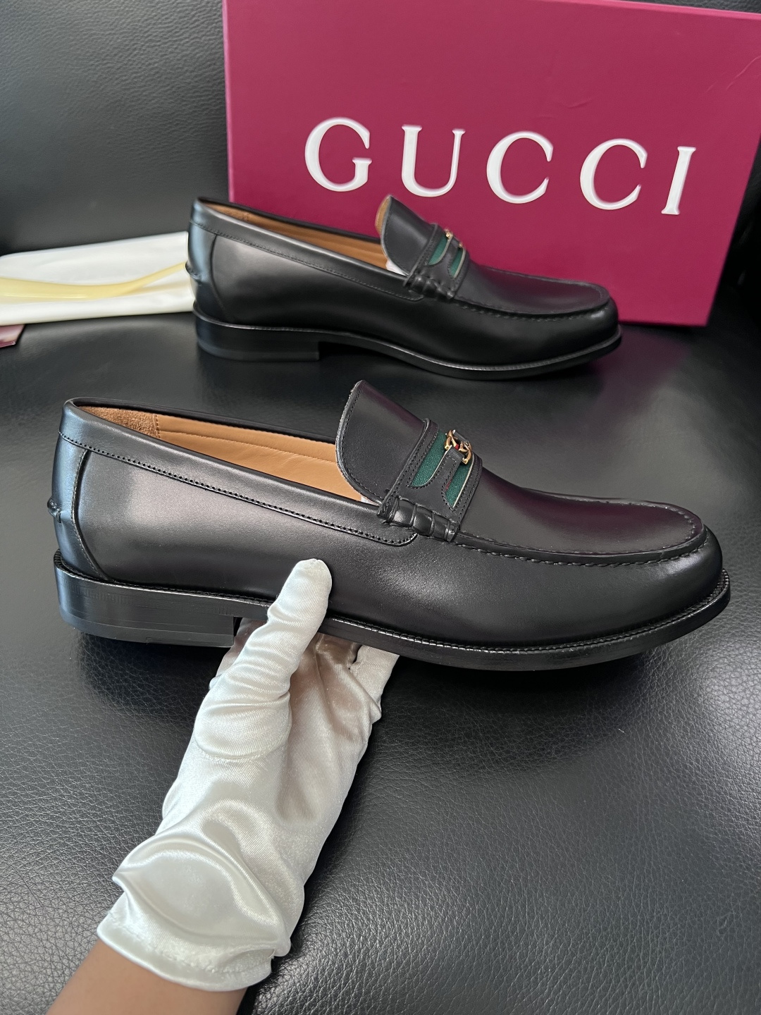 Gucci 高品质  顶级工艺品  古奇  皮高帮专柜新款原厂配置，意大利进口牛皮面料，进口牛皮内里垫，