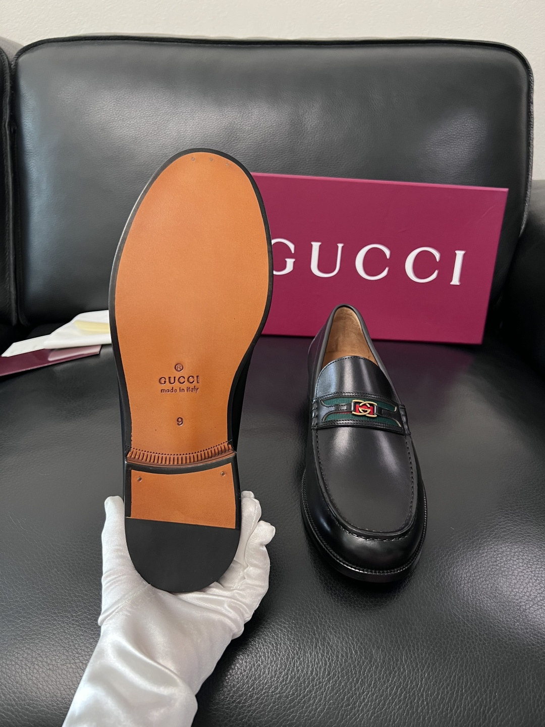 Gucci 高品质  顶级工艺品  古奇  皮高帮专柜新款原厂配置，意大利进口牛皮面料，进口牛皮内里垫，