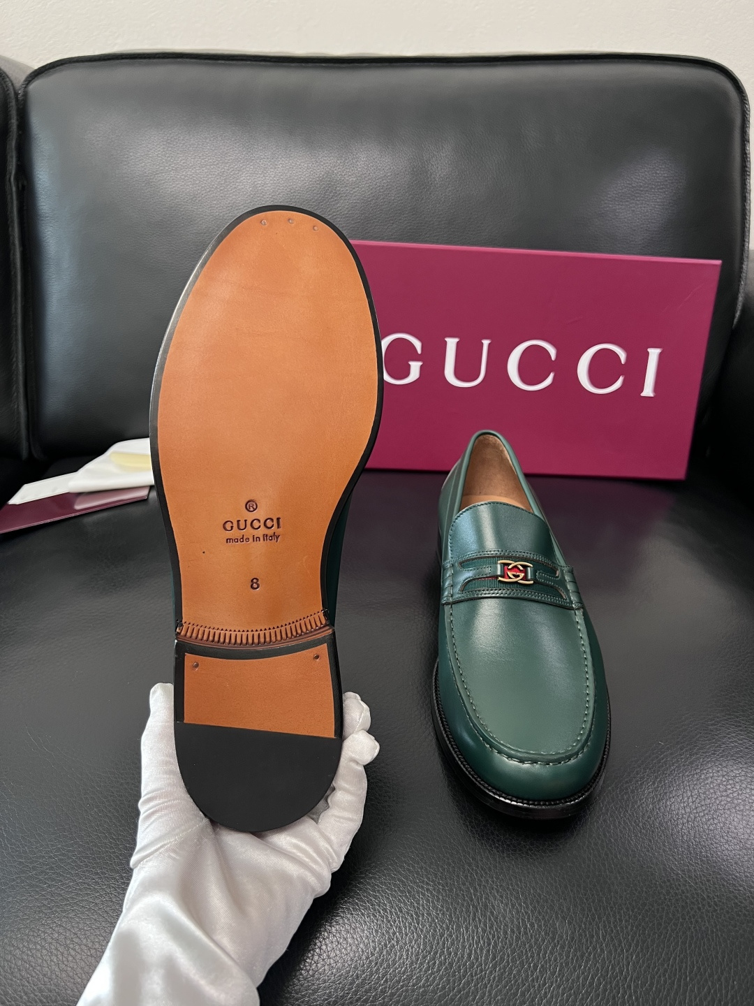Gucci 高品质  顶级工艺品  古奇  皮高帮专柜新款原厂配置，意大利进口牛皮面料，进口牛皮内里垫，