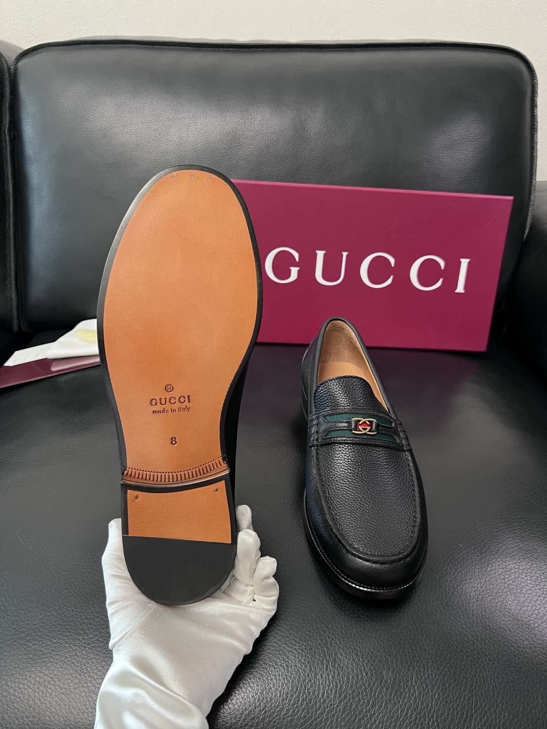 Gucci 高品质  顶级工艺品  古奇  皮高帮专柜新款原厂配置，意大利进口牛皮面料，进口牛皮内里垫，