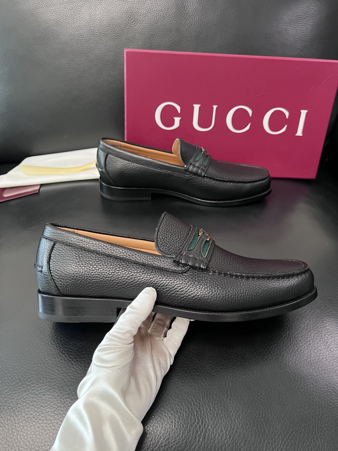 Gucci 高品质  顶级工艺品  古奇  皮高帮专柜新款原厂配置，意大利进口牛皮面料，进口牛皮内里垫，