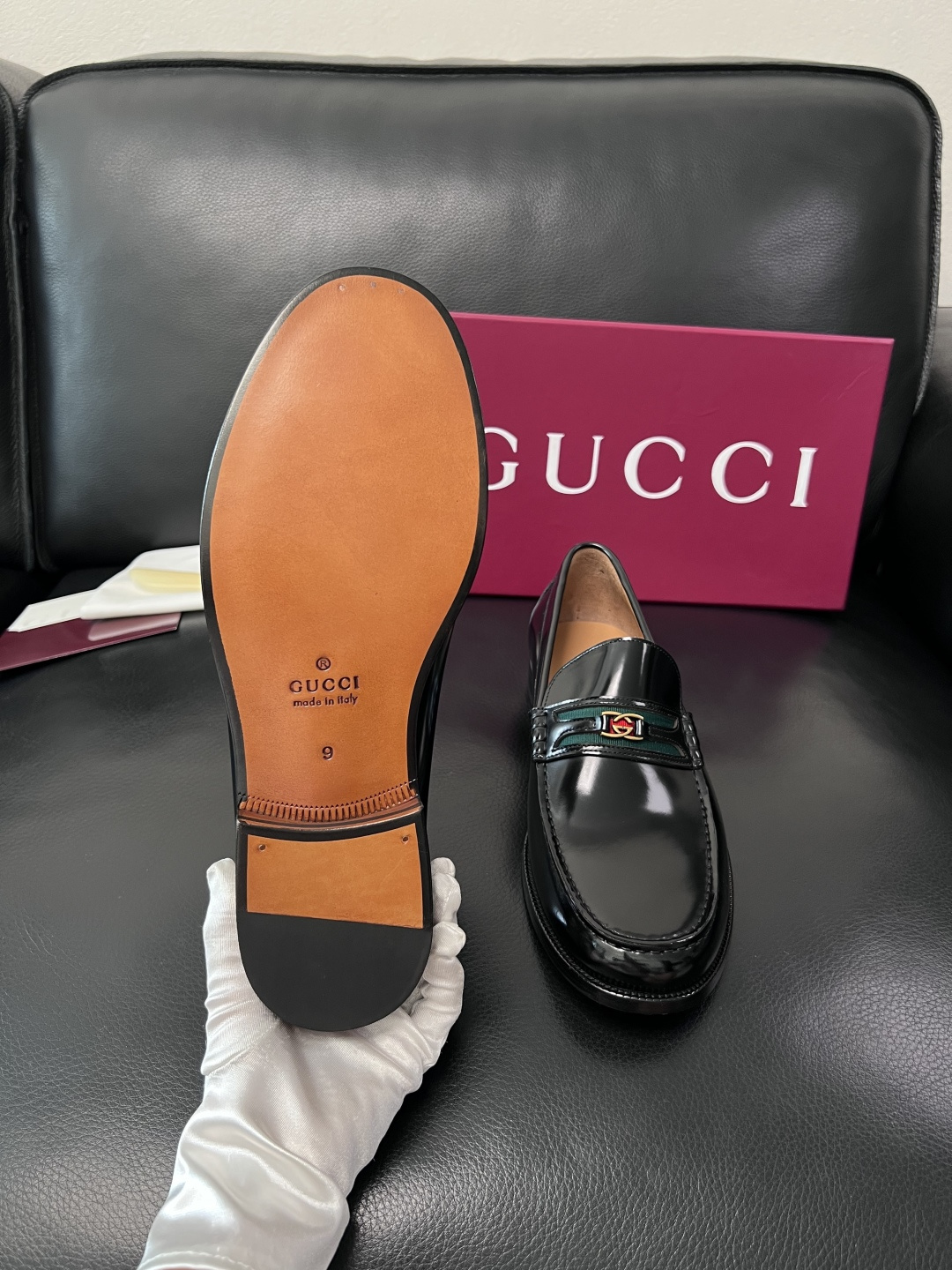 Gucci 高品质  顶级工艺品  古奇  皮高帮专柜新款原厂配置，意大利进口牛皮面料，进口牛皮内里垫，