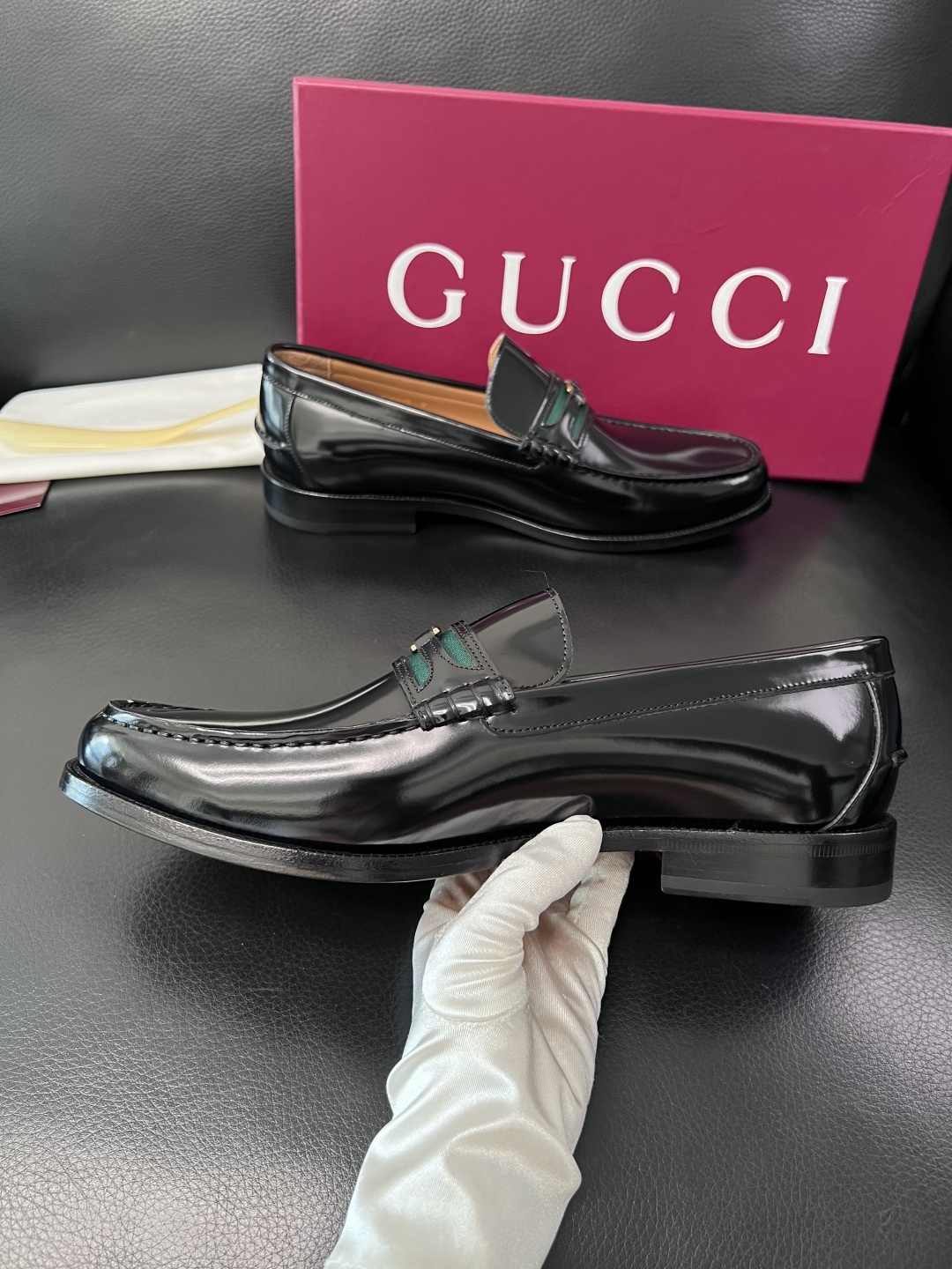 Gucci 高品质  顶级工艺品  古奇  皮高帮专柜新款原厂配置，意大利进口牛皮面料，进口牛皮内里垫，