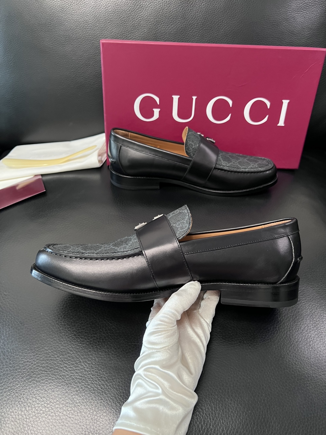 Gucci 高品质  顶级工艺品  古奇  皮高帮专柜新款原厂配置，意大利进口牛皮面料，进口牛皮内里垫，
