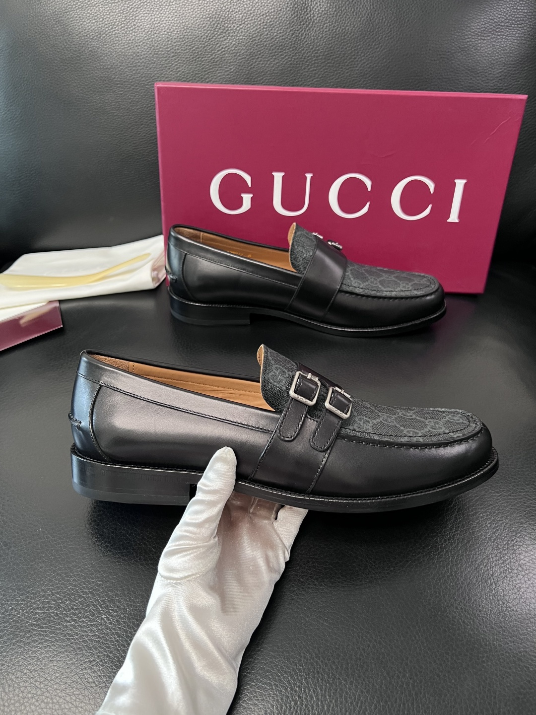 Gucci 高品质  顶级工艺品  古奇  皮高帮专柜新款原厂配置，意大利进口牛皮面料，进口牛皮内里垫，