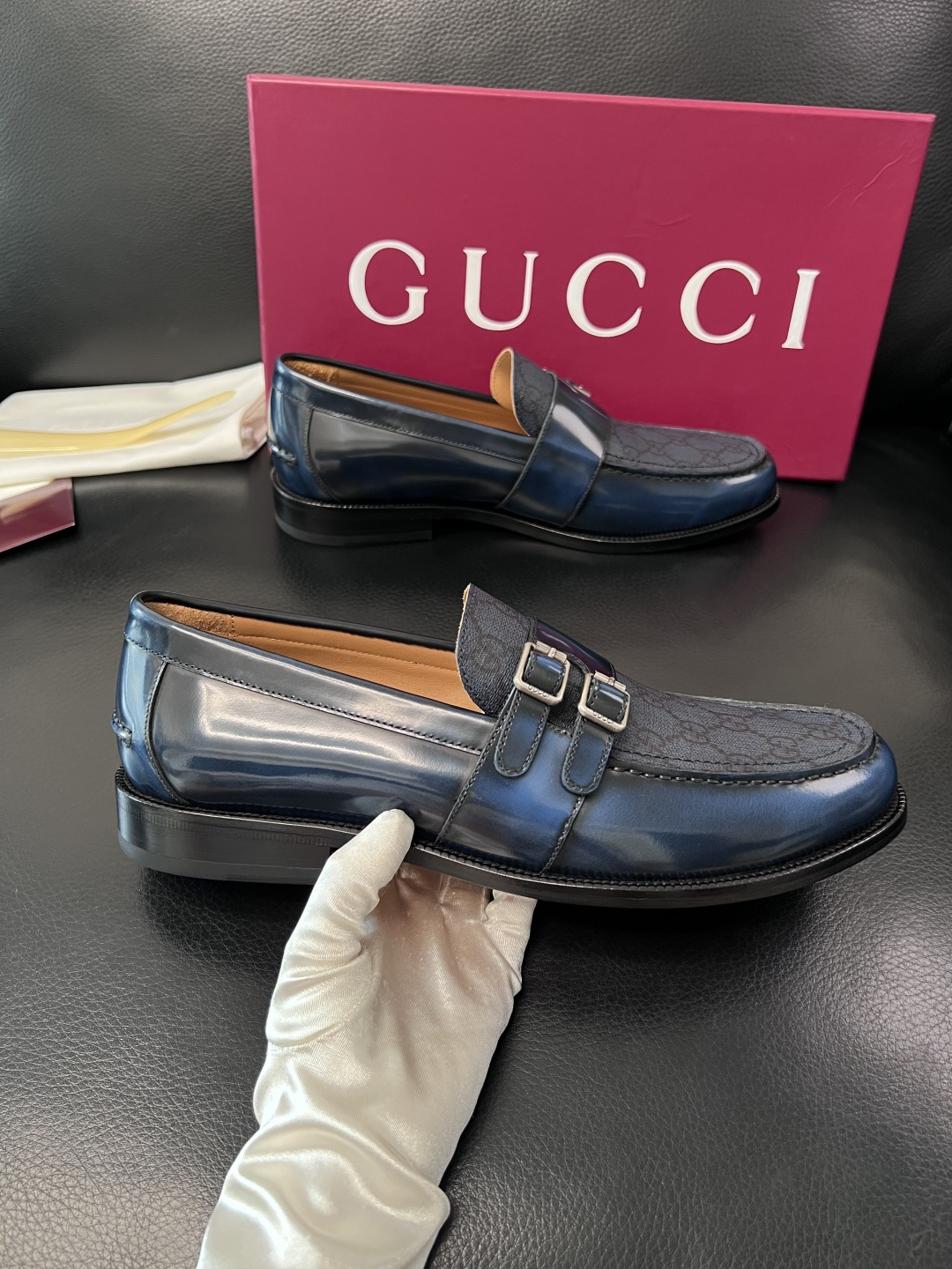 Gucci 高品质  顶级工艺品  古奇  皮高帮专柜新款原厂配置，意大利进口牛皮面料，进口牛皮内里垫，