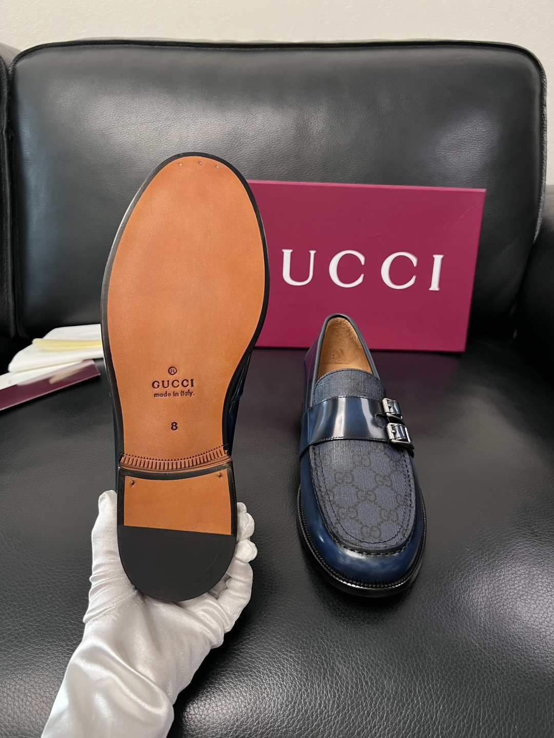 Gucci 高品质  顶级工艺品  古奇  皮高帮专柜新款原厂配置，意大利进口牛皮面料，进口牛皮内里垫，