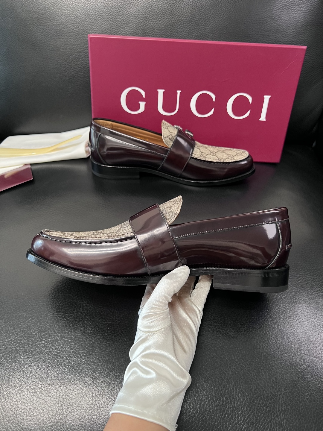Gucci 高品质  顶级工艺品  古奇  皮高帮专柜新款原厂配置，意大利进口牛皮面料，进口牛皮内里垫，