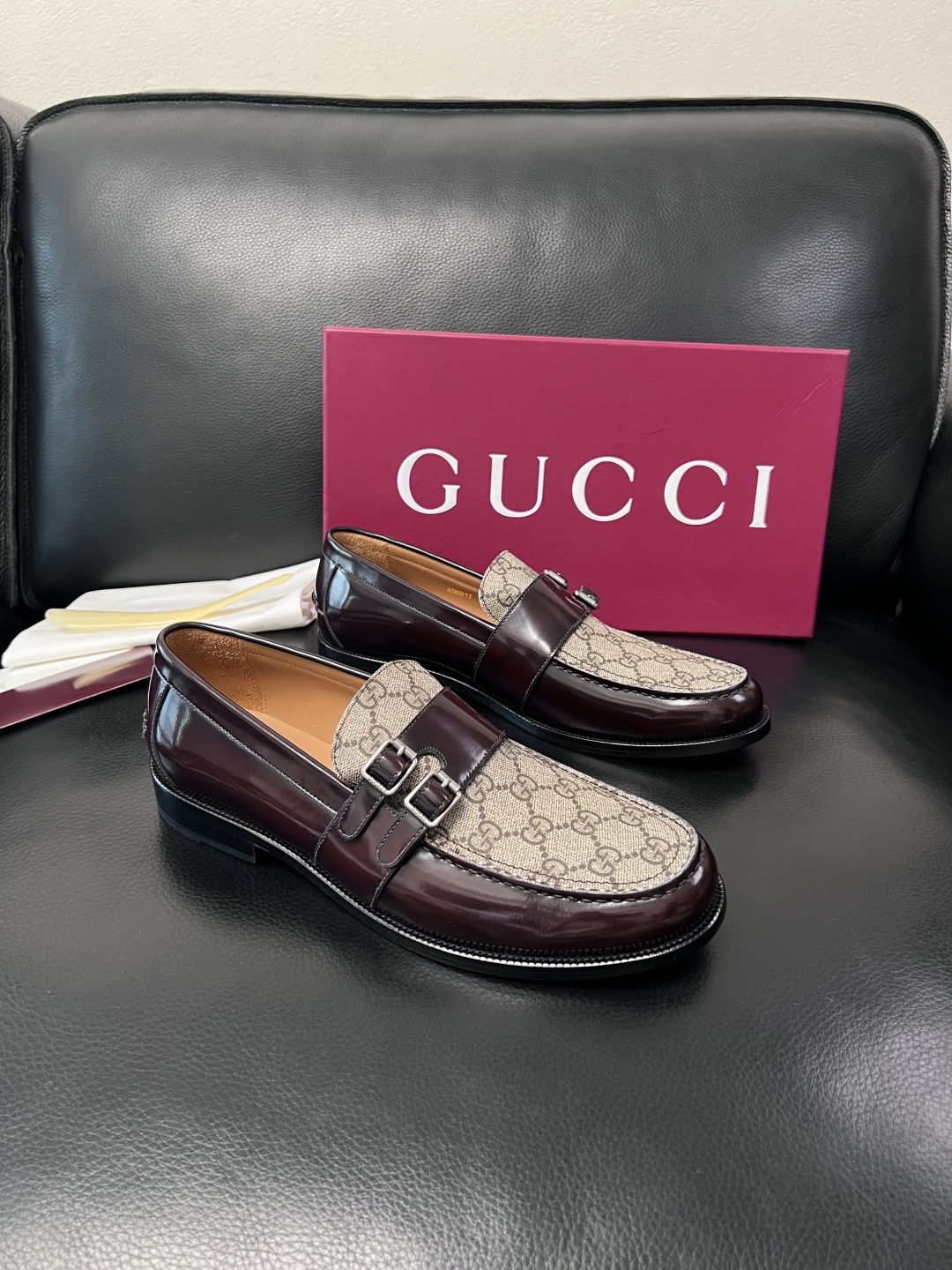 Gucci 高品质  顶级工艺品  古奇  皮高帮专柜新款原厂配置，意大利进口牛皮面料，进口牛皮内里垫，