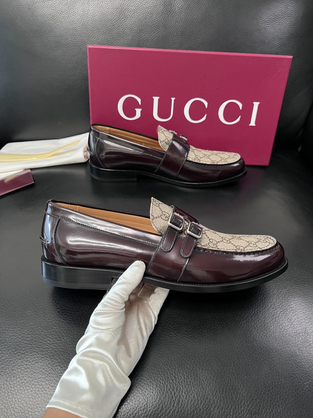 Gucci 高品质  顶级工艺品  古奇  皮高帮专柜新款原厂配置，意大利进口牛皮面料，进口牛皮内里垫，