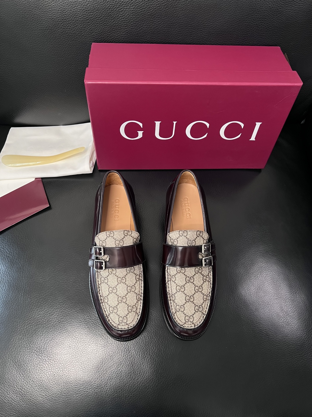 Gucci 高品质  顶级工艺品  古奇  皮高帮专柜新款原厂配置，意大利进口牛皮面料，进口牛皮内里垫，