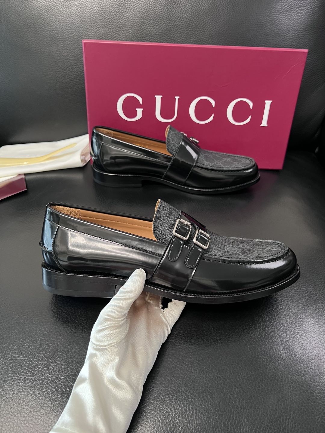 Gucci 高品质  顶级工艺品  古奇  皮高帮专柜新款原厂配置，意大利进口牛皮面料，进口牛皮内里垫，