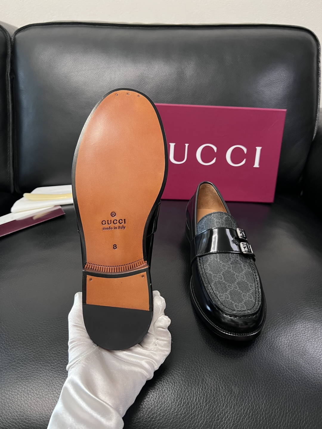 Gucci 高品质  顶级工艺品  古奇  皮高帮专柜新款原厂配置，意大利进口牛皮面料，进口牛皮内里垫，