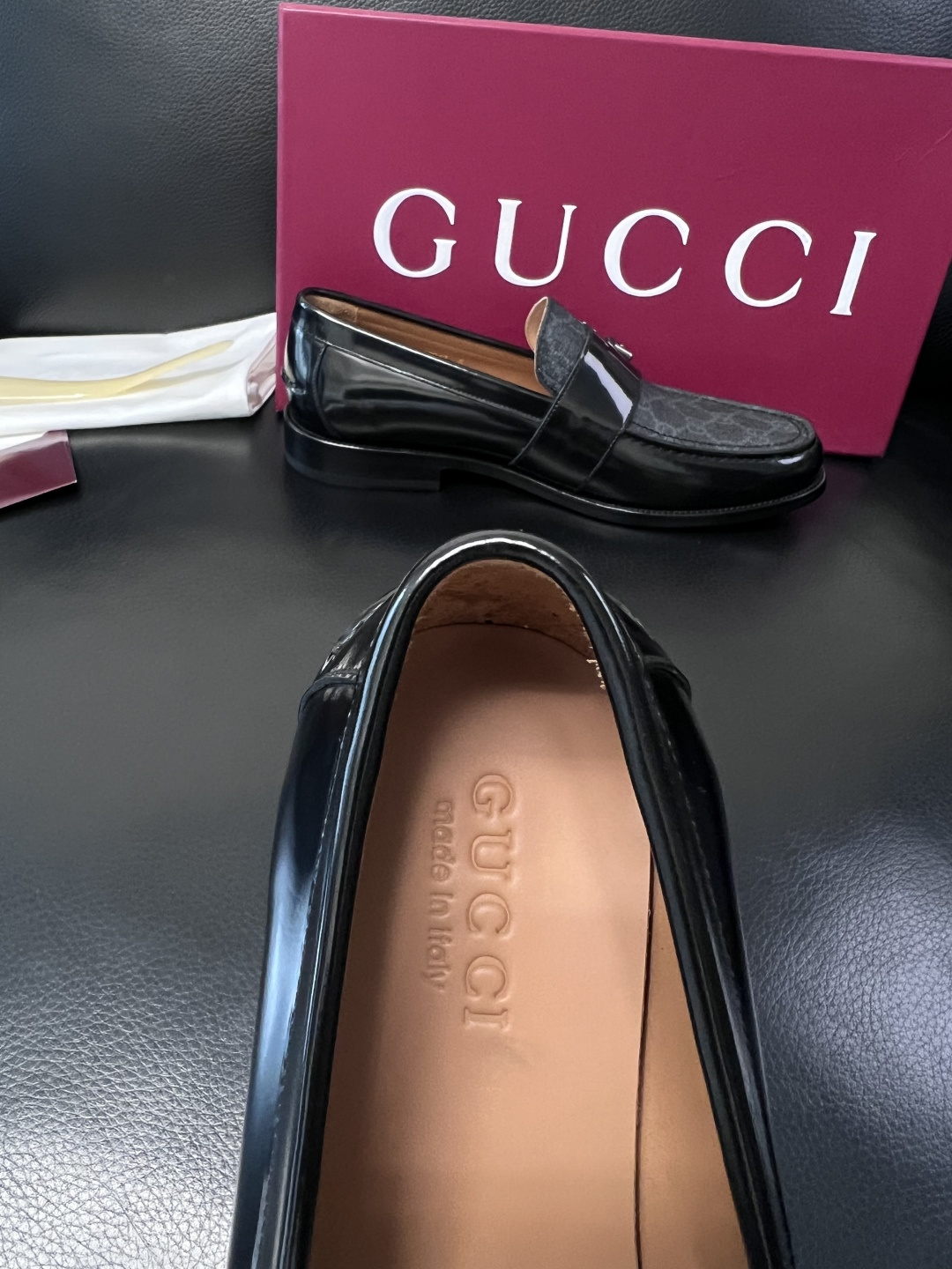 Gucci 高品质  顶级工艺品  古奇  皮高帮专柜新款原厂配置，意大利进口牛皮面料，进口牛皮内里垫，