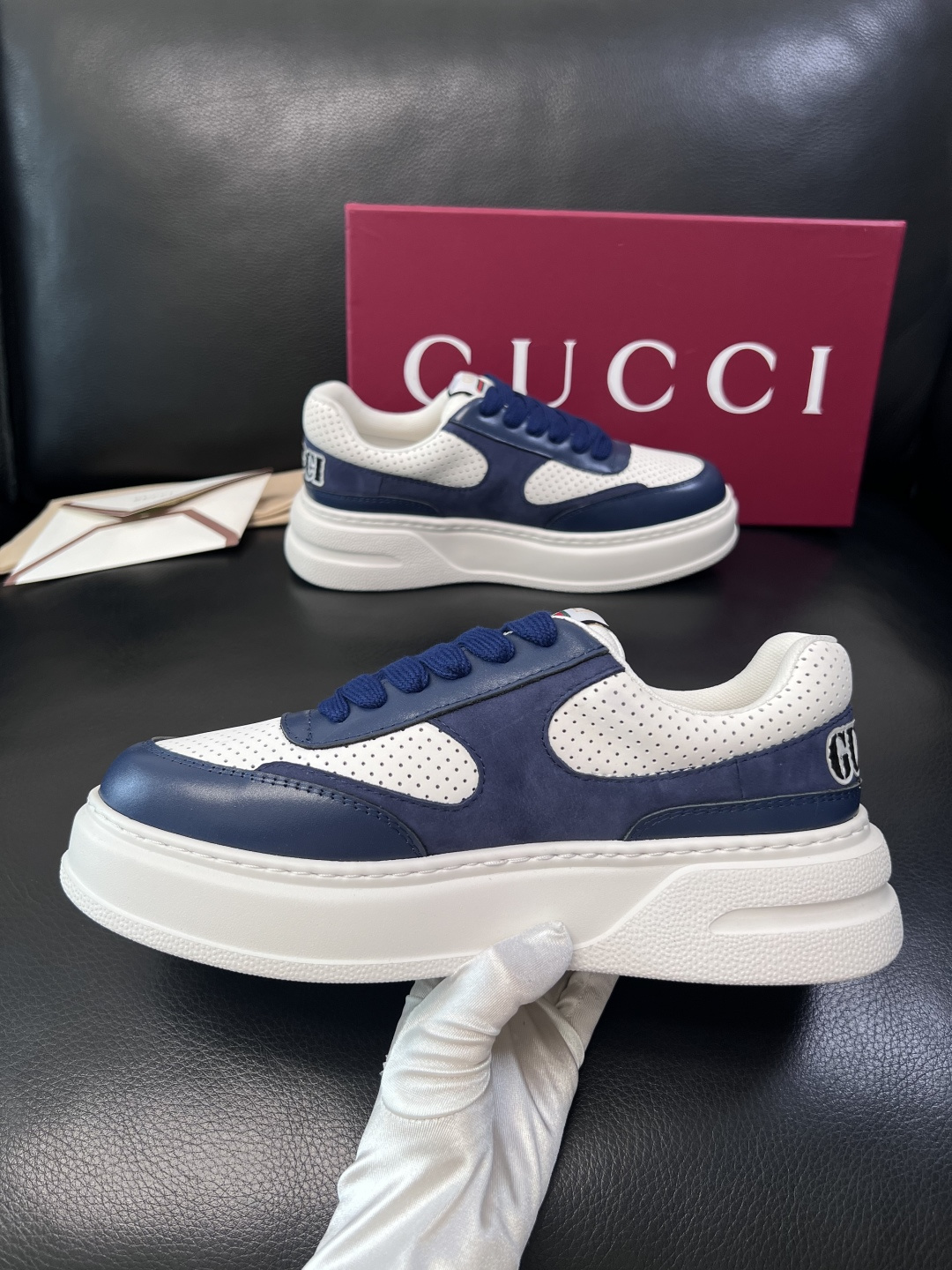 Gucci  高品质  顶级工艺品  古奇  专柜新款原厂配置，意大利进口牛皮搭配印花布面料，进口牛皮内