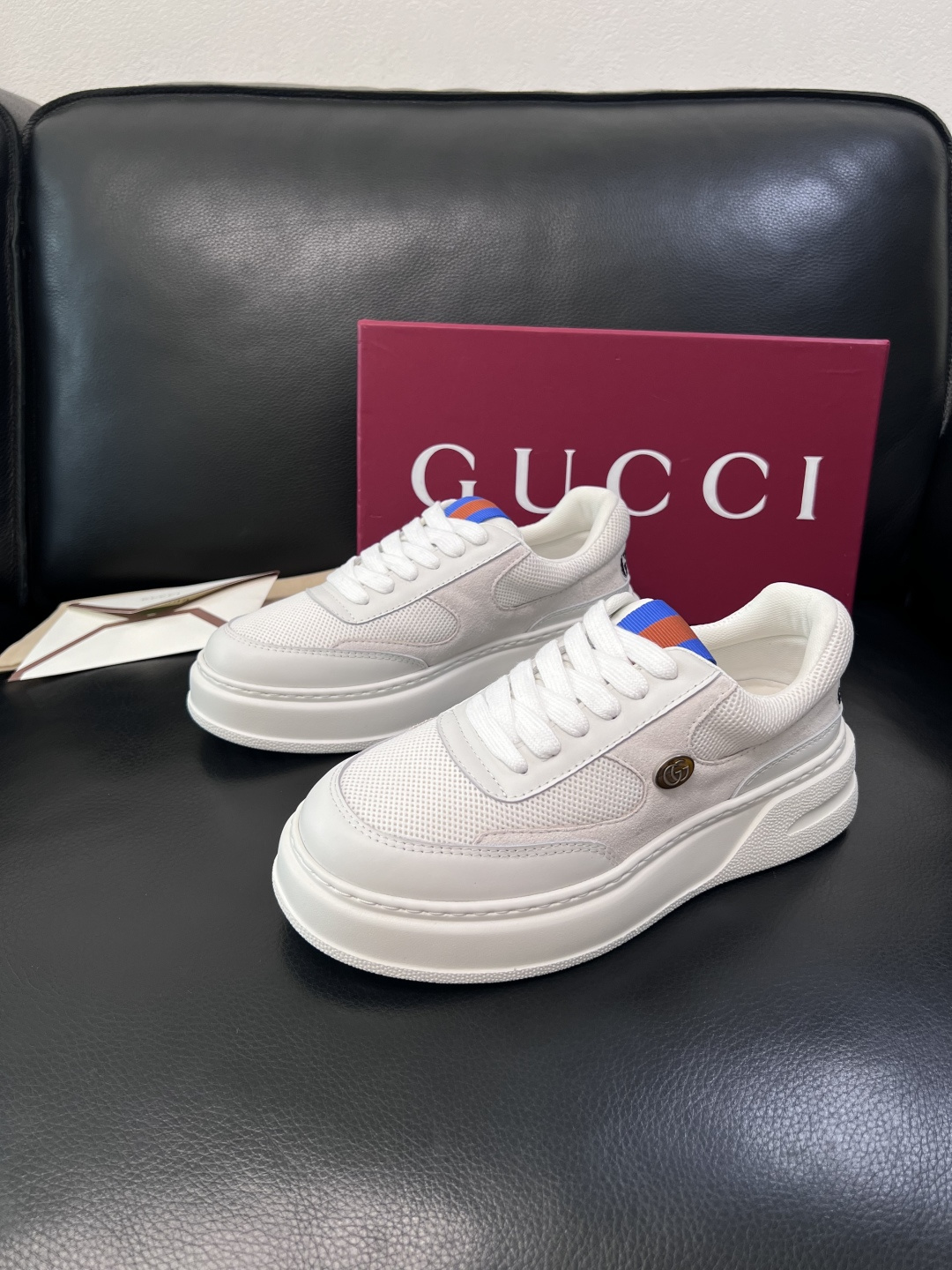 Gucci  高品质  顶级工艺品  古奇  专柜新款原厂配置，意大利进口牛皮搭配印花布面料，进口牛皮内