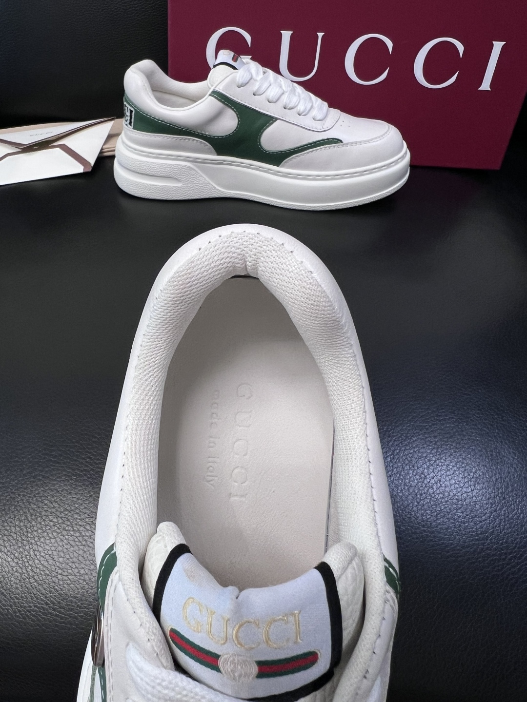 Gucci  高品质  顶级工艺品  古奇  专柜新款原厂配置，意大利进口牛皮搭配印花布面料，进口牛皮内