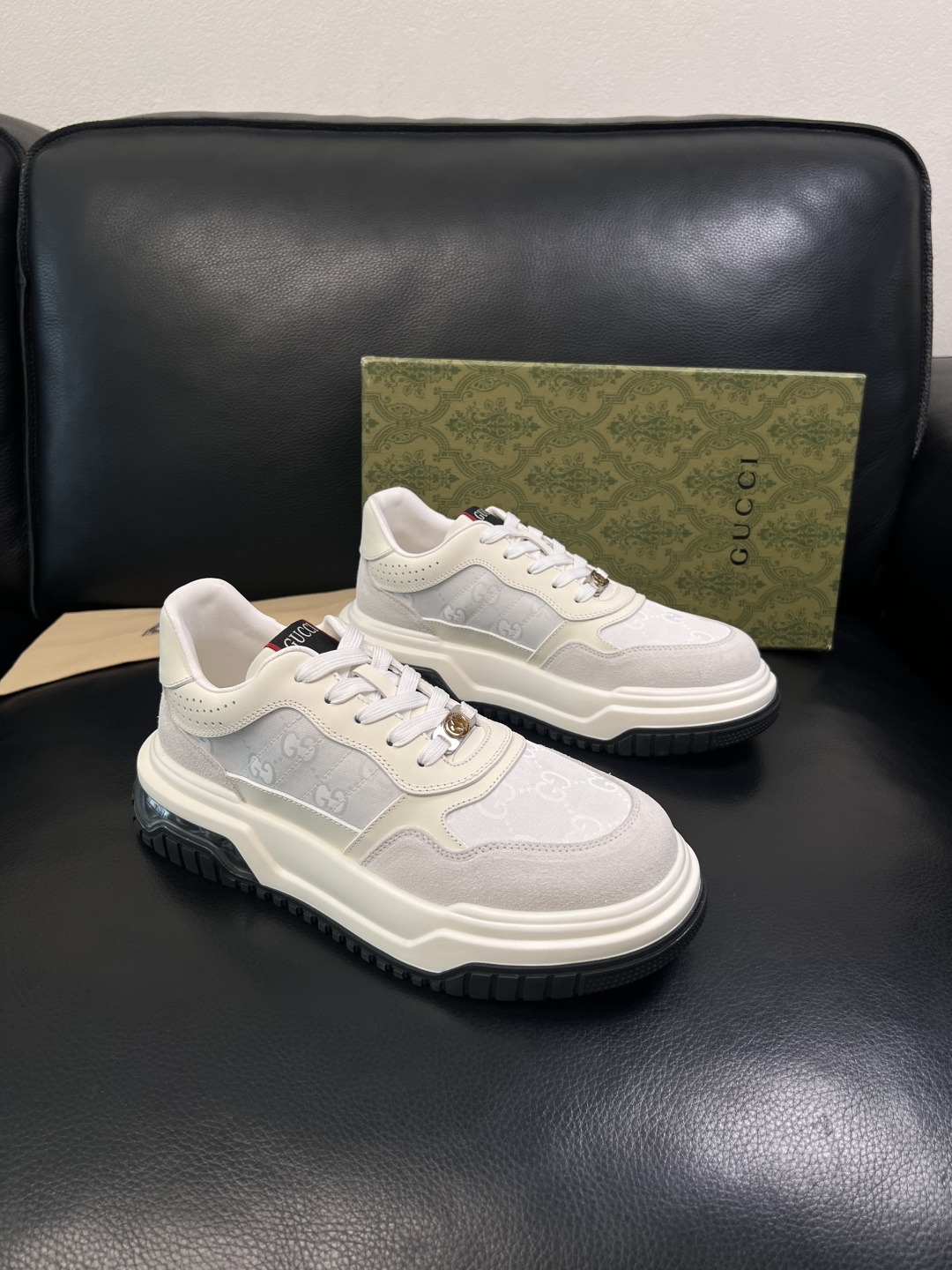 Gucci  高品质  顶级工艺品  古奇  专柜新款原厂配置，意大利进口牛皮搭配印花布面料，进口牛皮内
