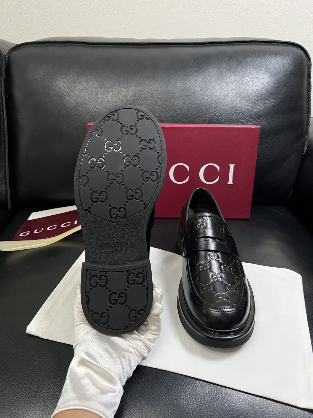Gucci 高品质  顶级工艺品  古奇  皮鞋专柜新款原厂配置，意大利进口牛皮面料，进口牛皮内里垫，透