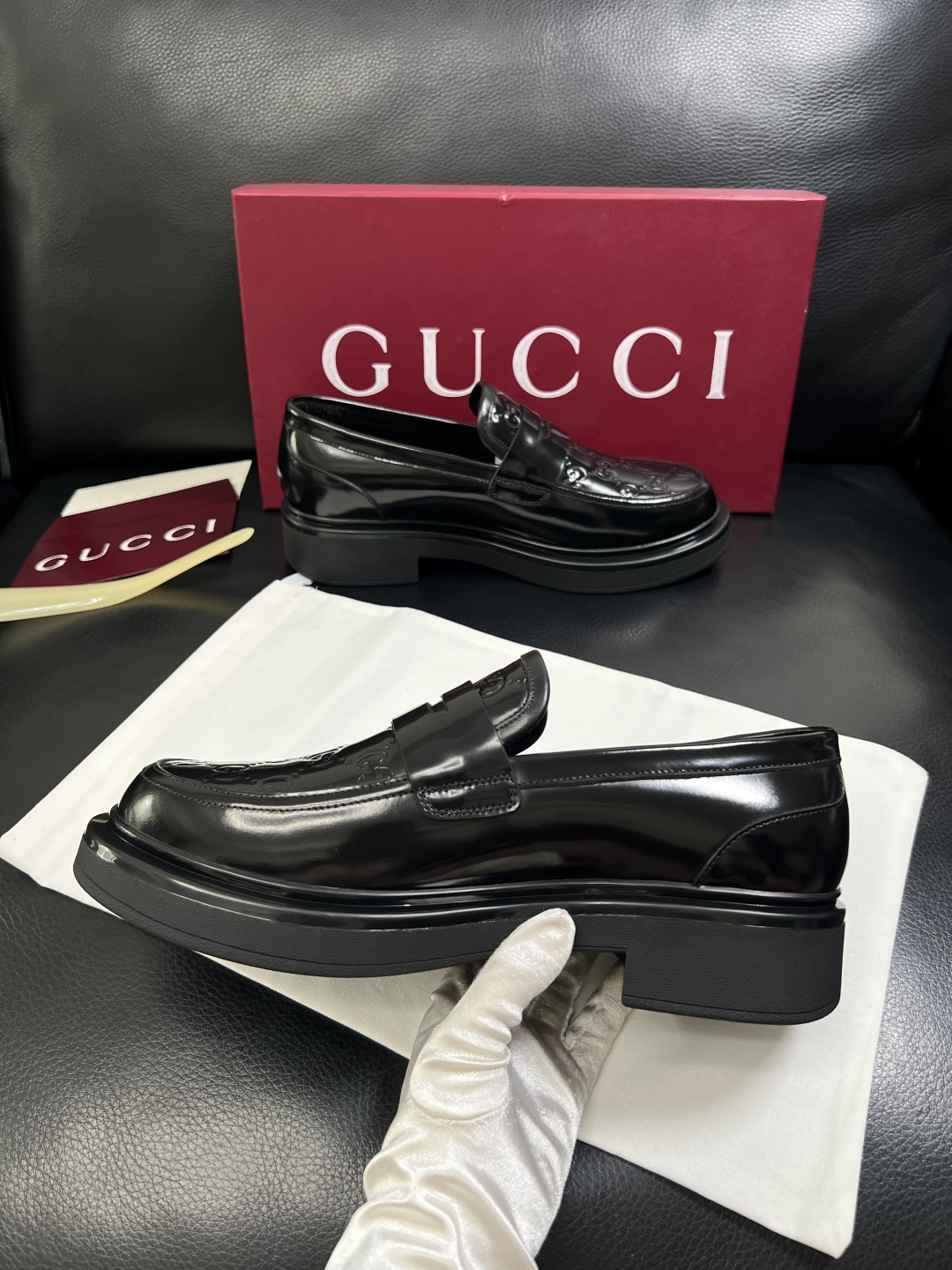 Gucci 高品质  顶级工艺品  古奇  皮鞋专柜新款原厂配置，意大利进口牛皮面料，进口牛皮内里垫，透