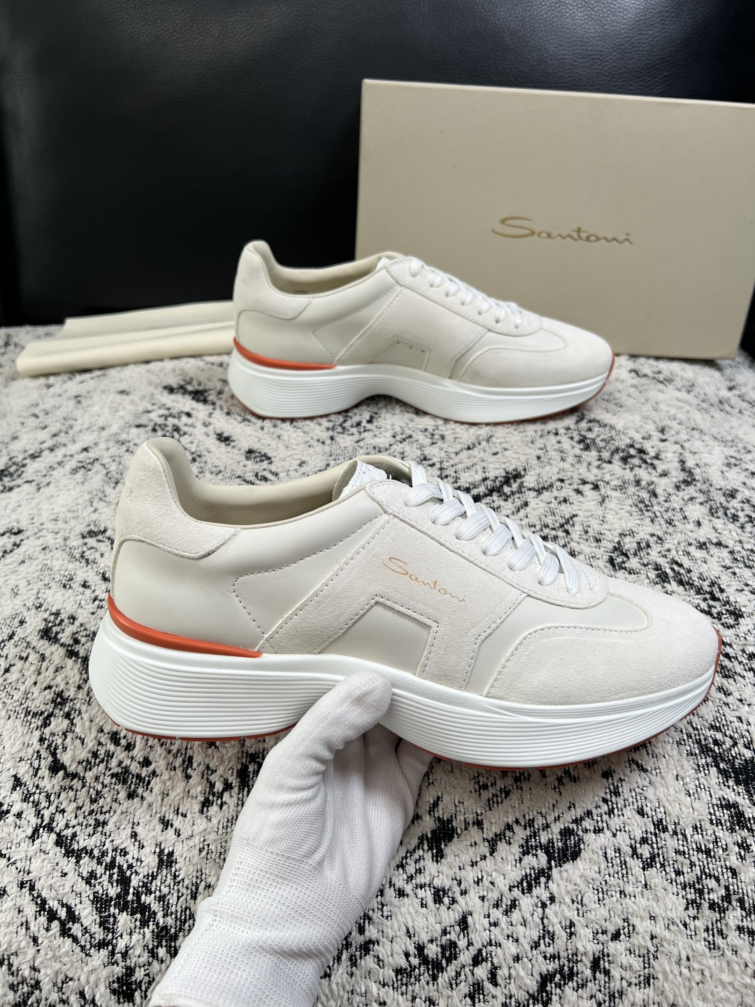 ⚠️只换码不退⚠️    Santoni  高品质    顶级工艺品  圣东尼  专柜新品同步，鞋面意大利进口牛皮拼布面