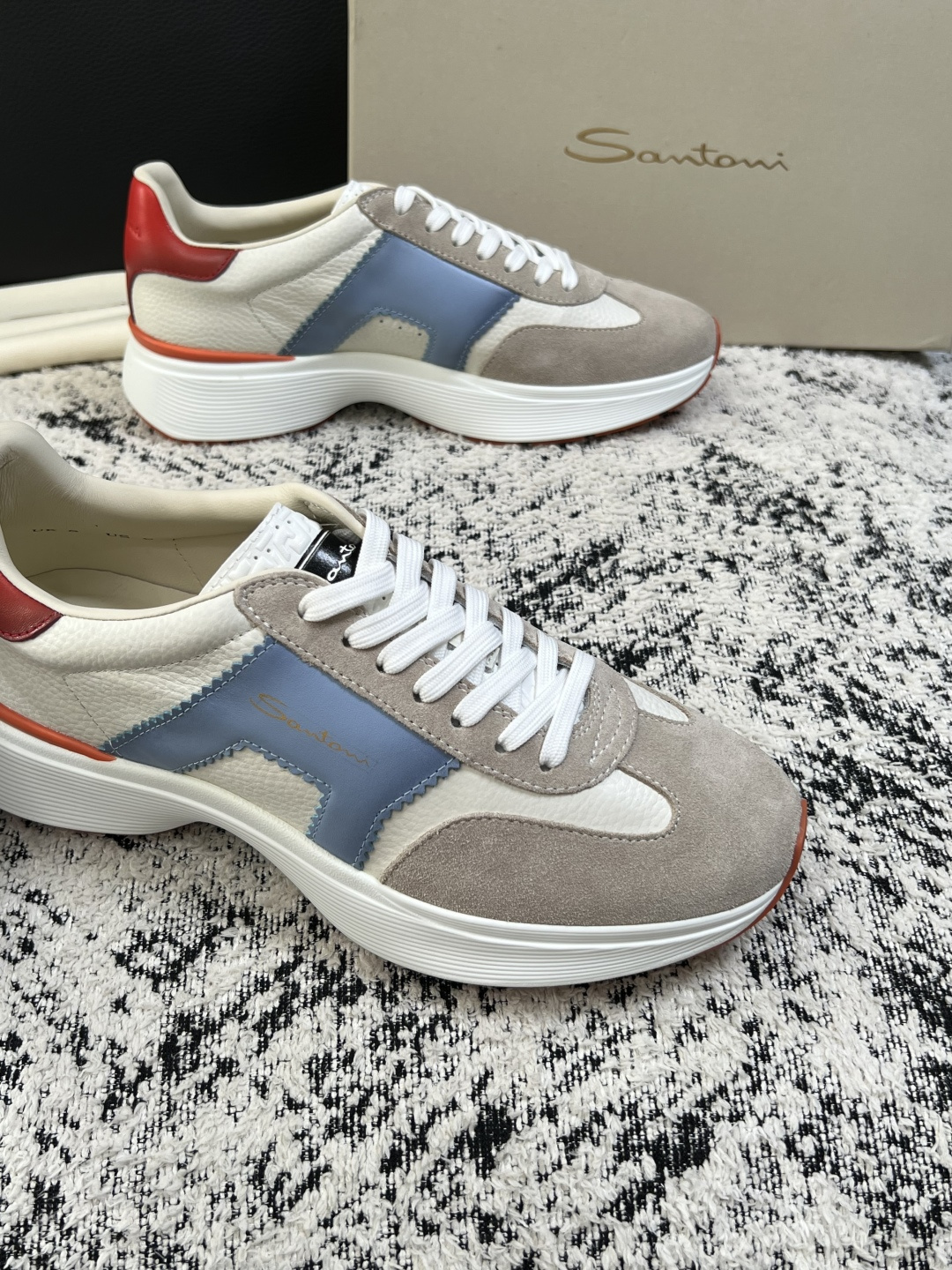 ⚠️只换码不退⚠️    Santoni  高品质    顶级工艺品  圣东尼  专柜新品同步，鞋面意大利进口牛皮拼布面