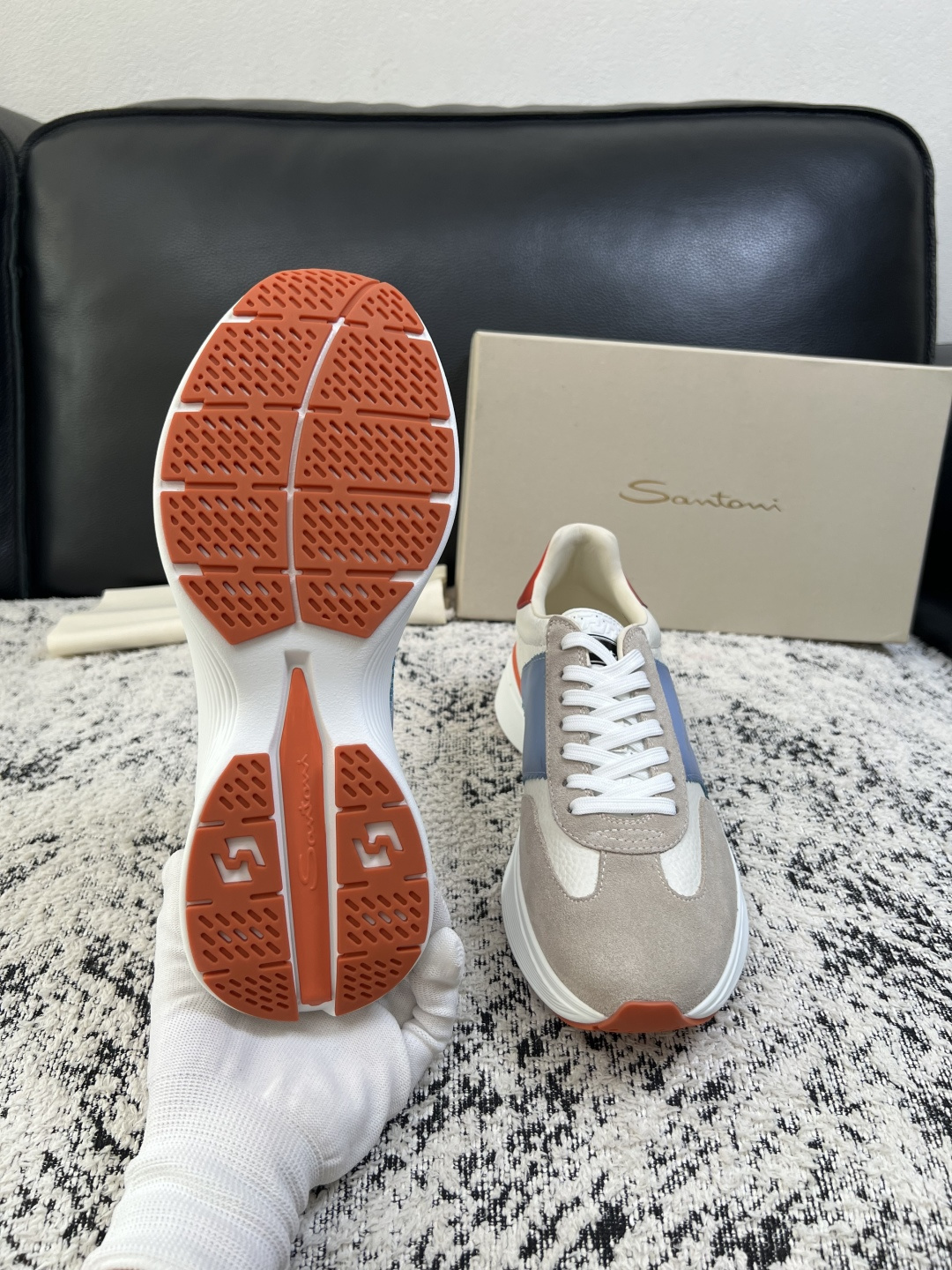 ⚠️只换码不退⚠️    Santoni  高品质    顶级工艺品  圣东尼  专柜新品同步，鞋面意大利进口牛皮拼布面