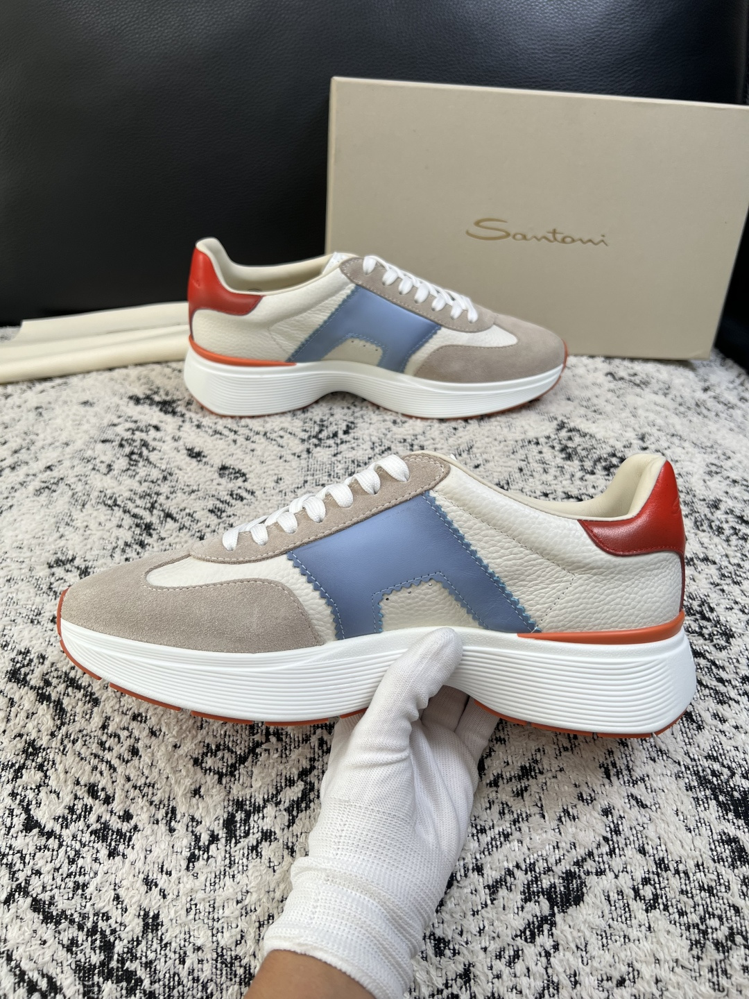 ⚠️只换码不退⚠️    Santoni  高品质    顶级工艺品  圣东尼  专柜新品同步，鞋面意大利进口牛皮拼布面