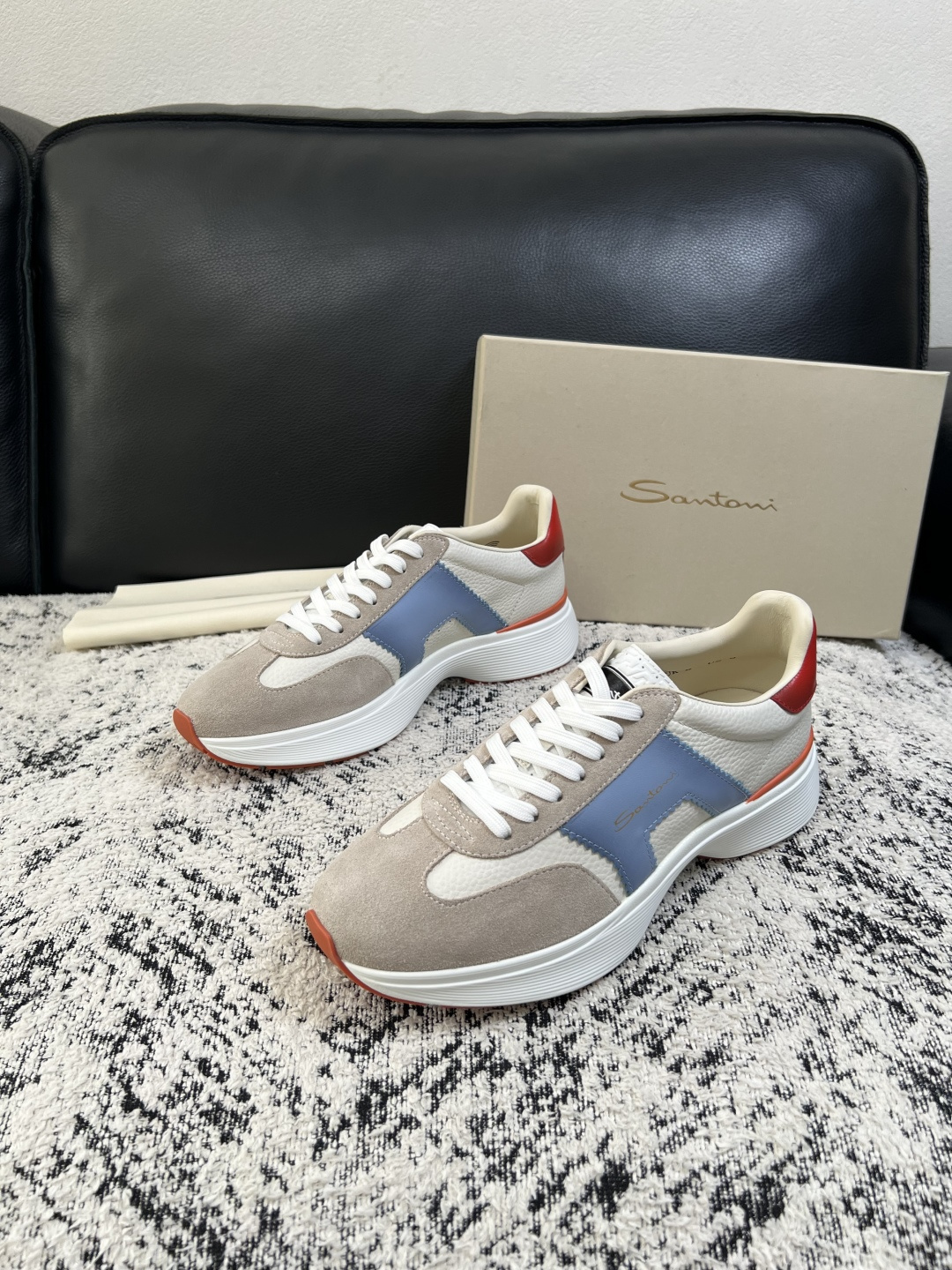 ⚠️只换码不退⚠️    Santoni  高品质    顶级工艺品  圣东尼  专柜新品同步，鞋面意大利进口牛皮拼布面