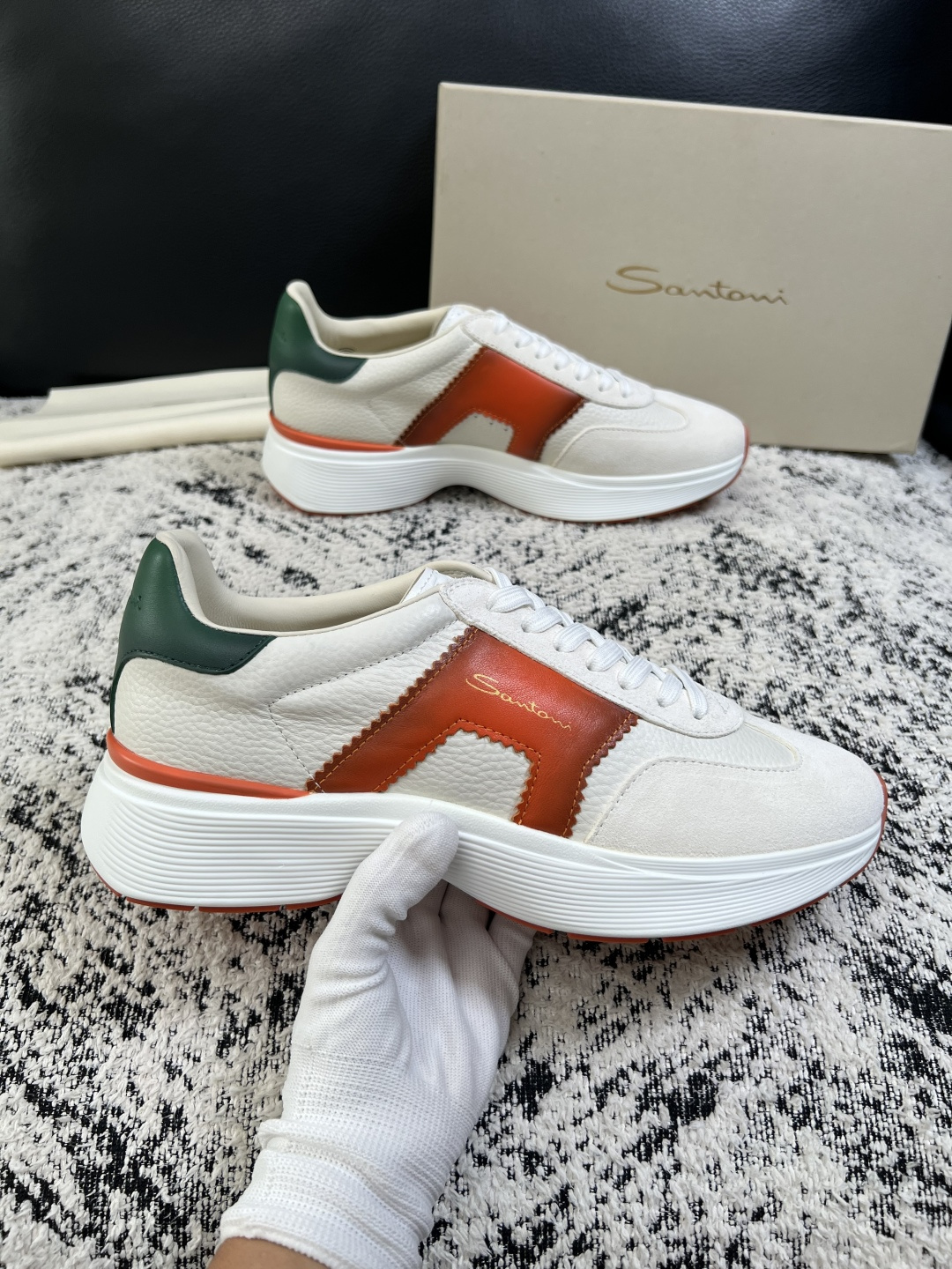 ⚠️只换码不退⚠️    Santoni  高品质    顶级工艺品  圣东尼  专柜新品同步，鞋面意大利进口牛皮拼布面