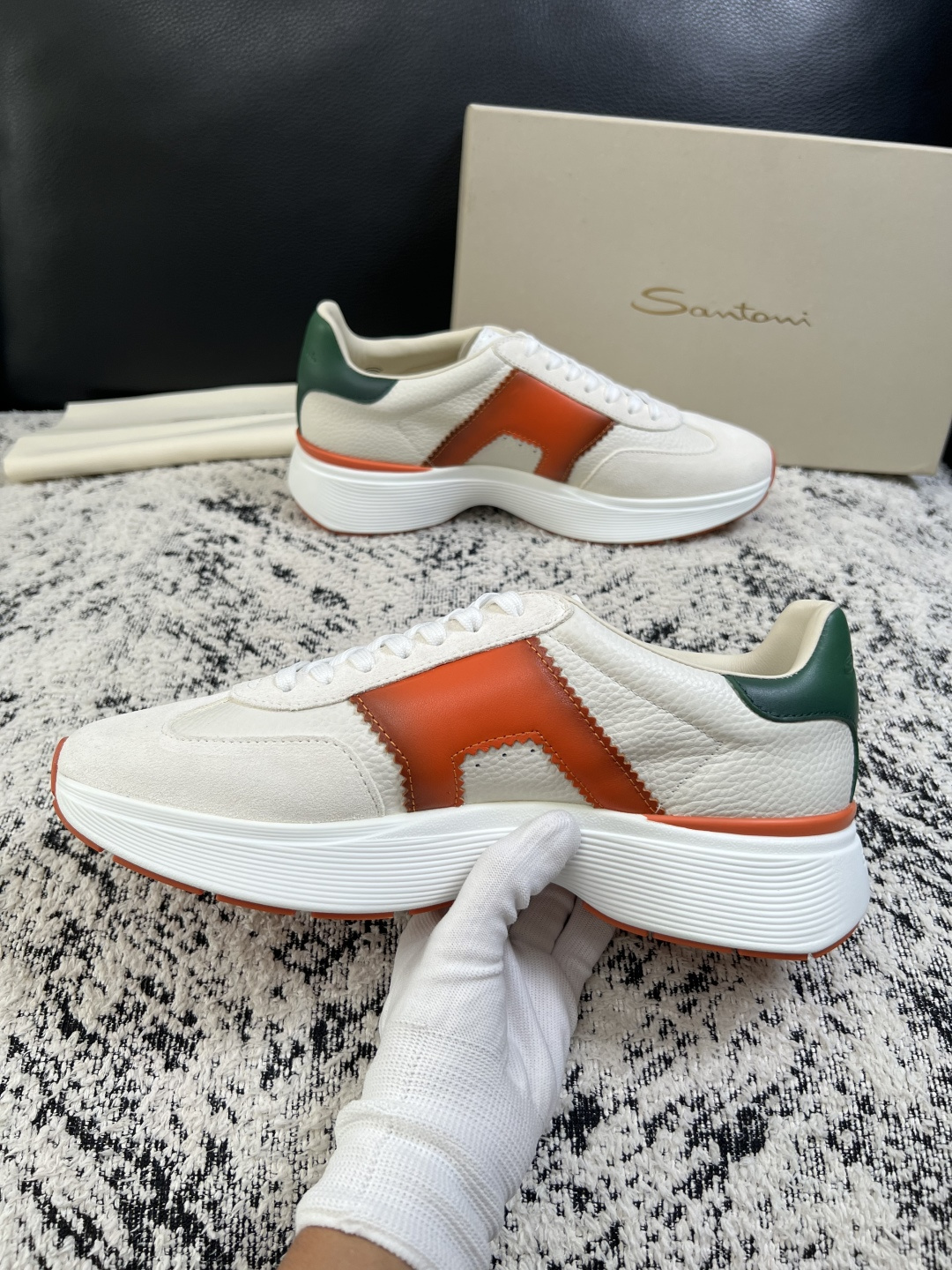 ⚠️只换码不退⚠️    Santoni  高品质    顶级工艺品  圣东尼  专柜新品同步，鞋面意大利进口牛皮拼布面