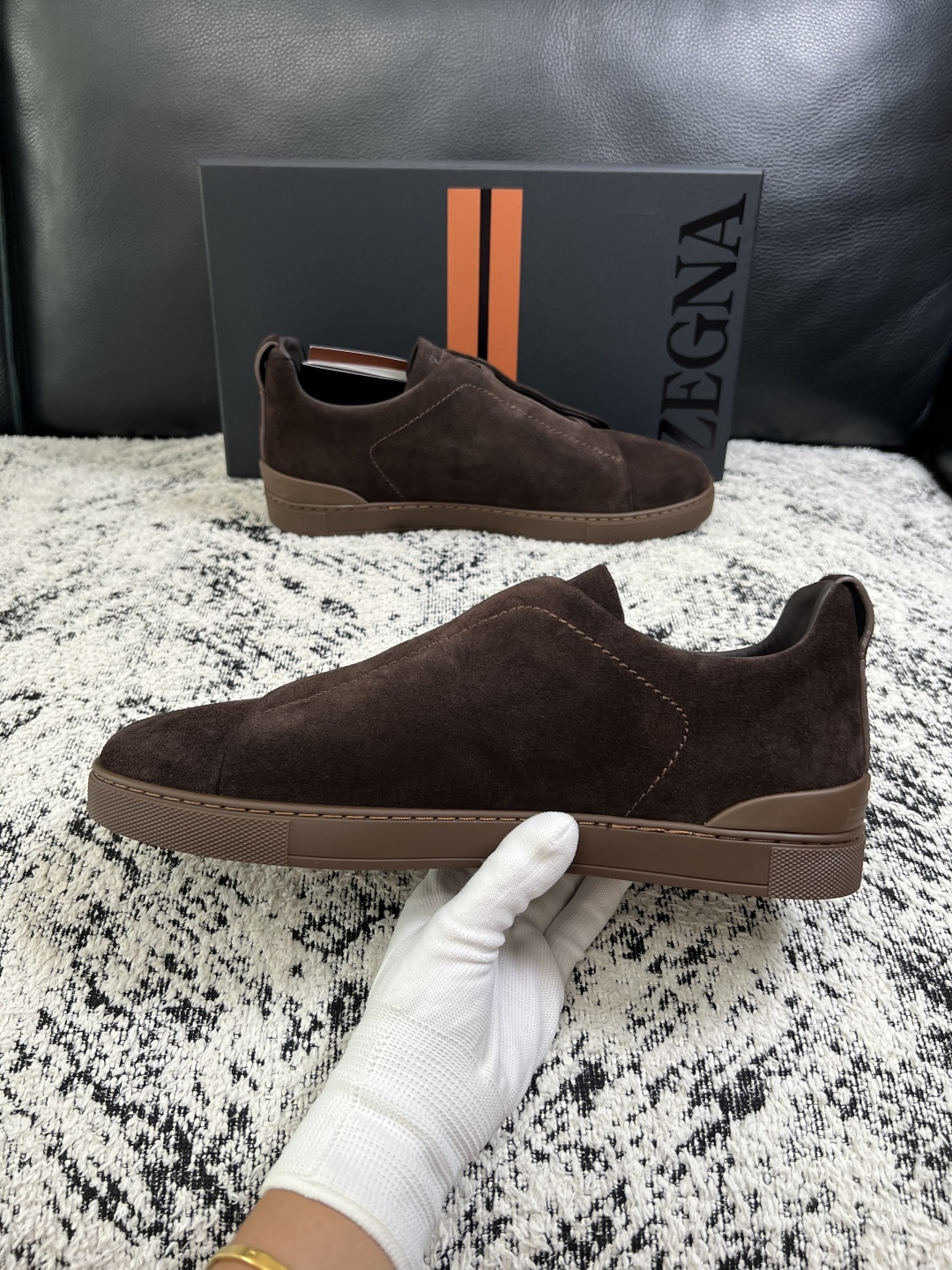 Zegna  高品质  顶级工艺品  杰尼亚  专柜新款原厂配置，意大利进口牛皮面料，进口牛里垫，透气舒适，鞋底：原厂特