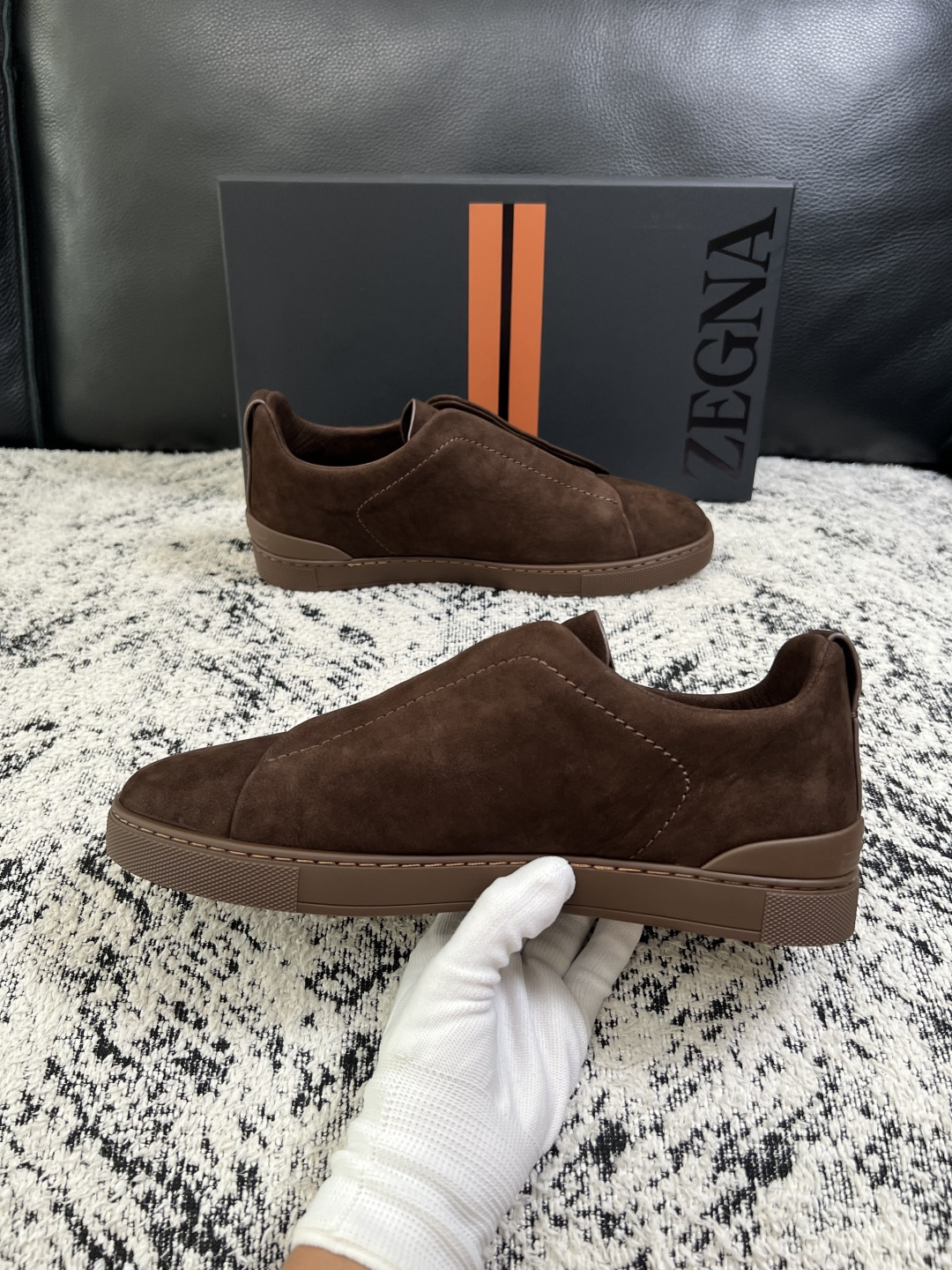 Zegna  高品质  顶级工艺品  杰尼亚  专柜新款原厂配置，意大利进口牛皮面料，进口牛里垫，透气舒适，鞋底：原厂特