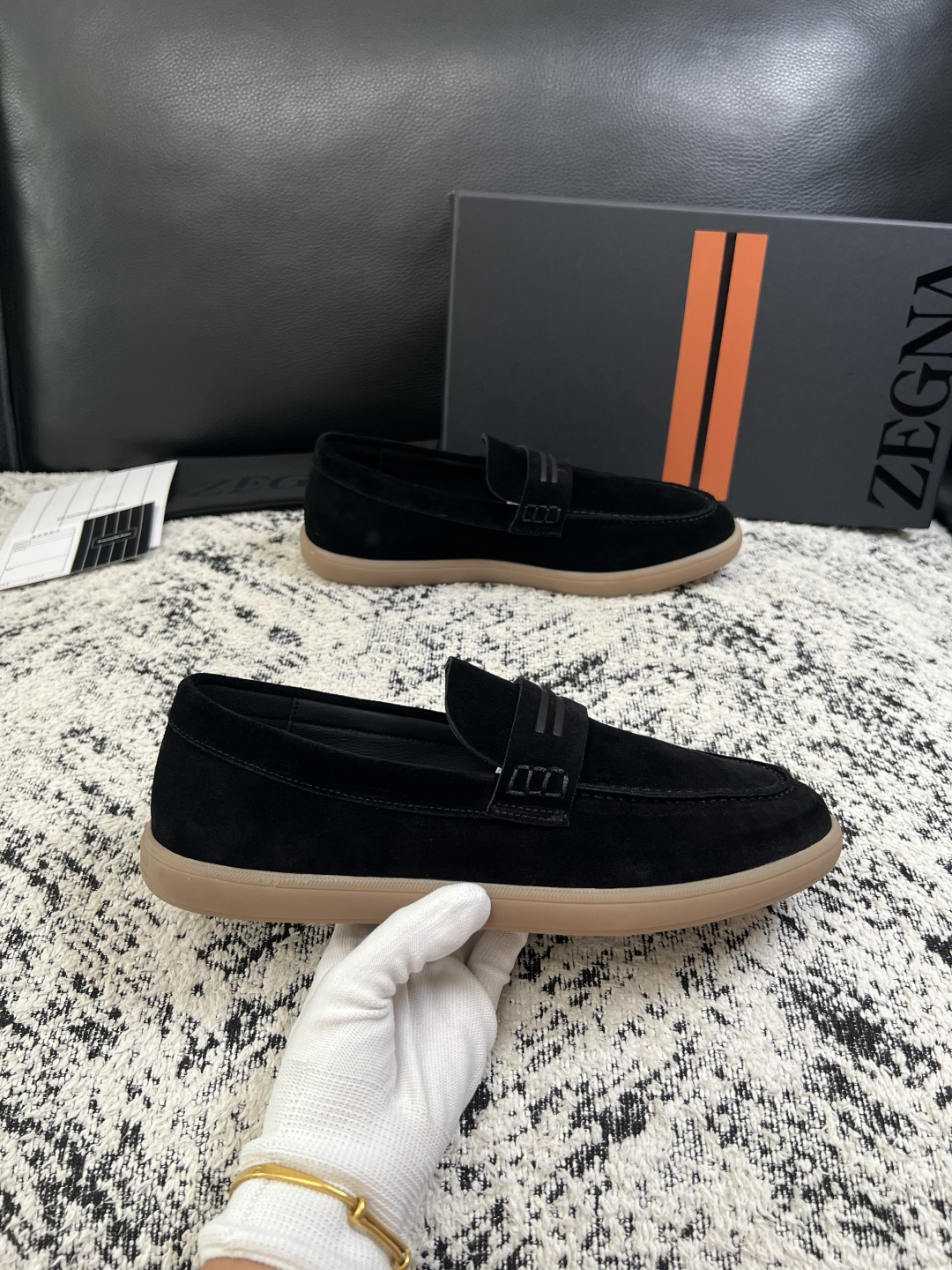 Zegna  高品质  顶级工艺品  杰尼亚  专柜新款原厂配置，意大利进口牛皮面料，进口牛里垫，透气舒适，鞋底：原厂特