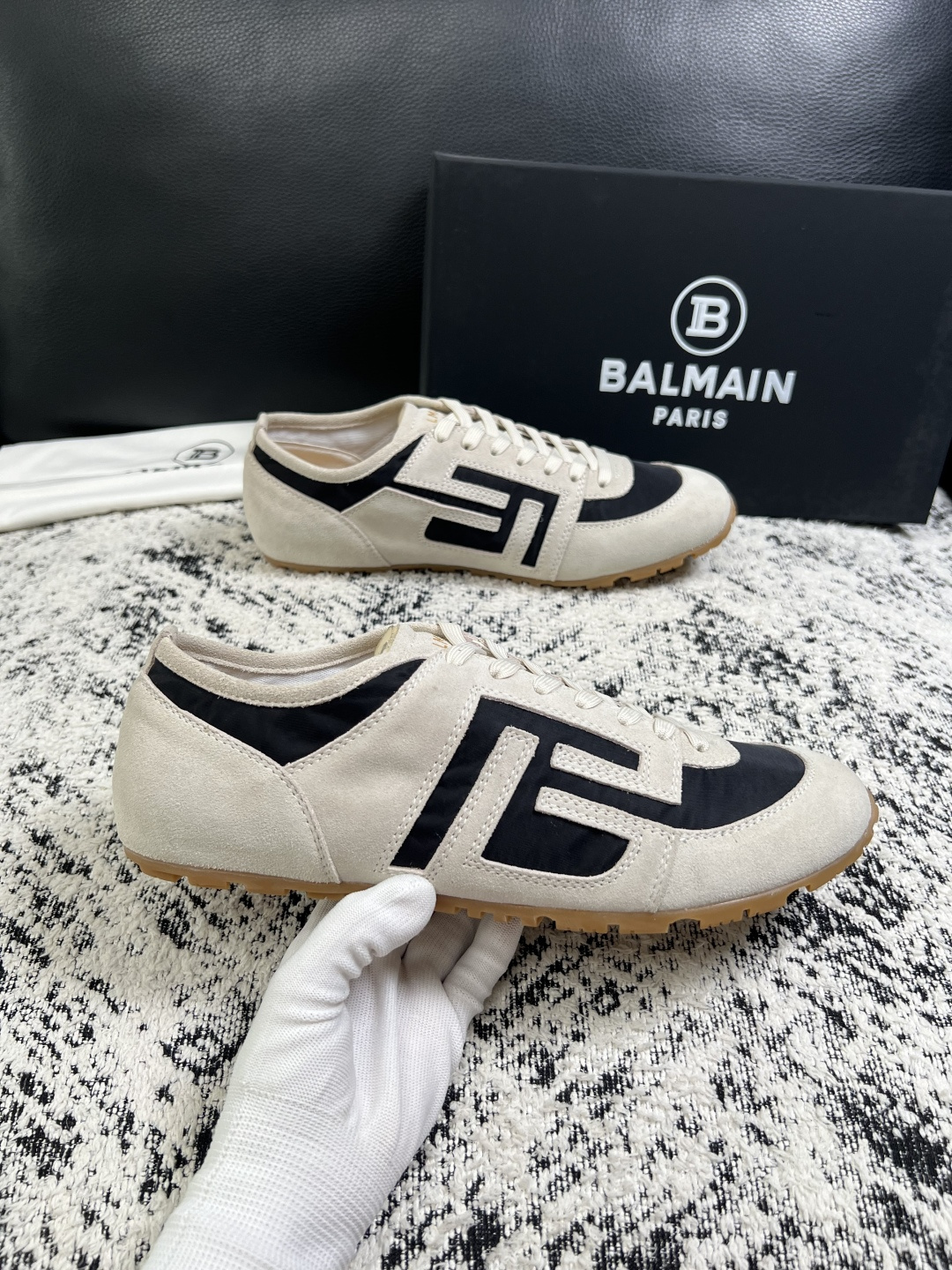 ⚠️只换码不退⚠️    BALMAIN  高品质  顶级工艺品  巴尔曼  专柜新品同步，鞋面意大利进口牛皮拼布面料，