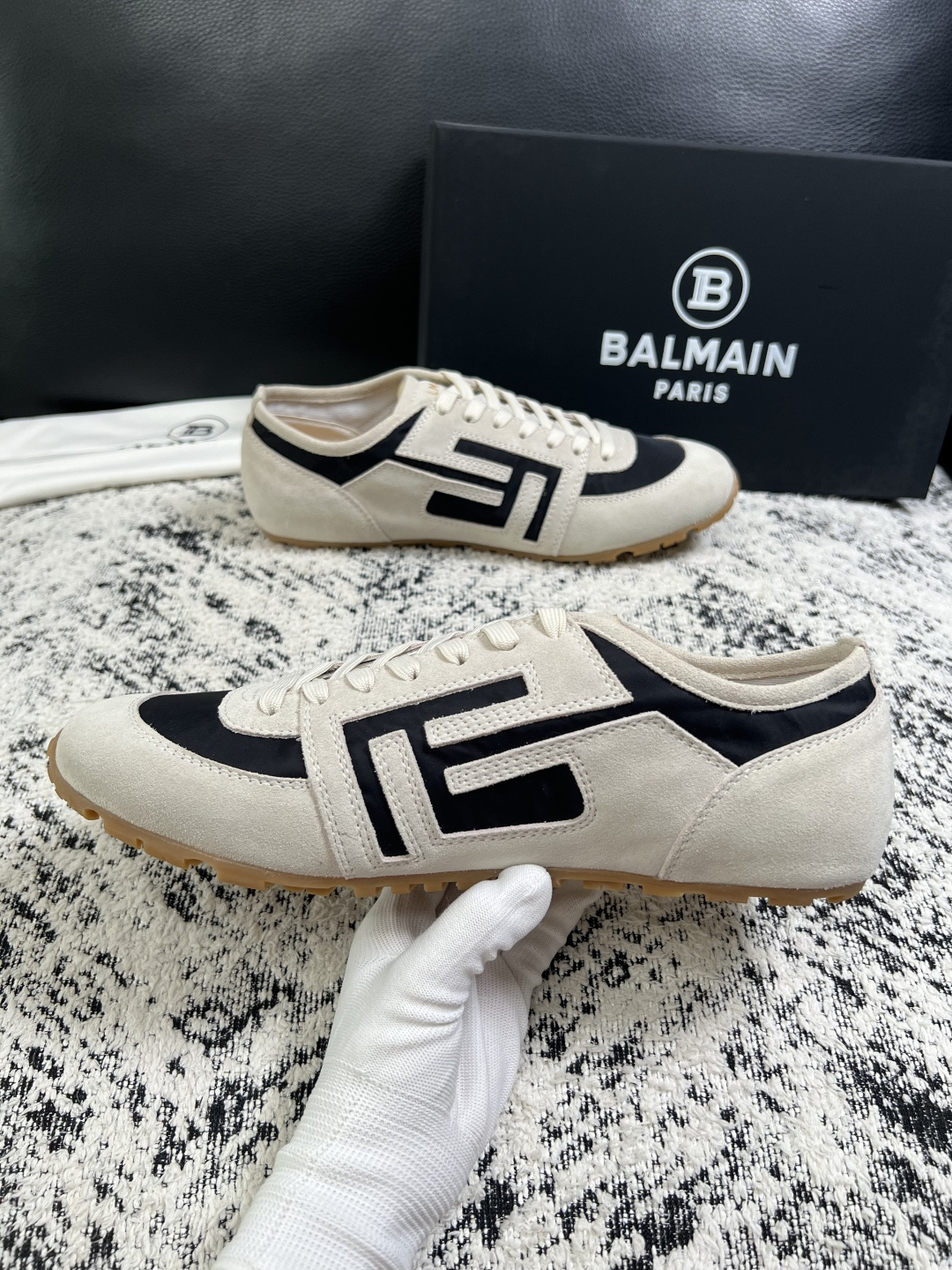 ⚠️只换码不退⚠️    BALMAIN  高品质  顶级工艺品  巴尔曼  专柜新品同步，鞋面意大利进口牛皮拼布面料，
