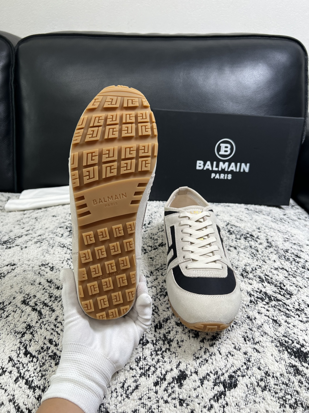 ⚠️只换码不退⚠️    BALMAIN  高品质  顶级工艺品  巴尔曼  专柜新品同步，鞋面意大利进口牛皮拼布面料，