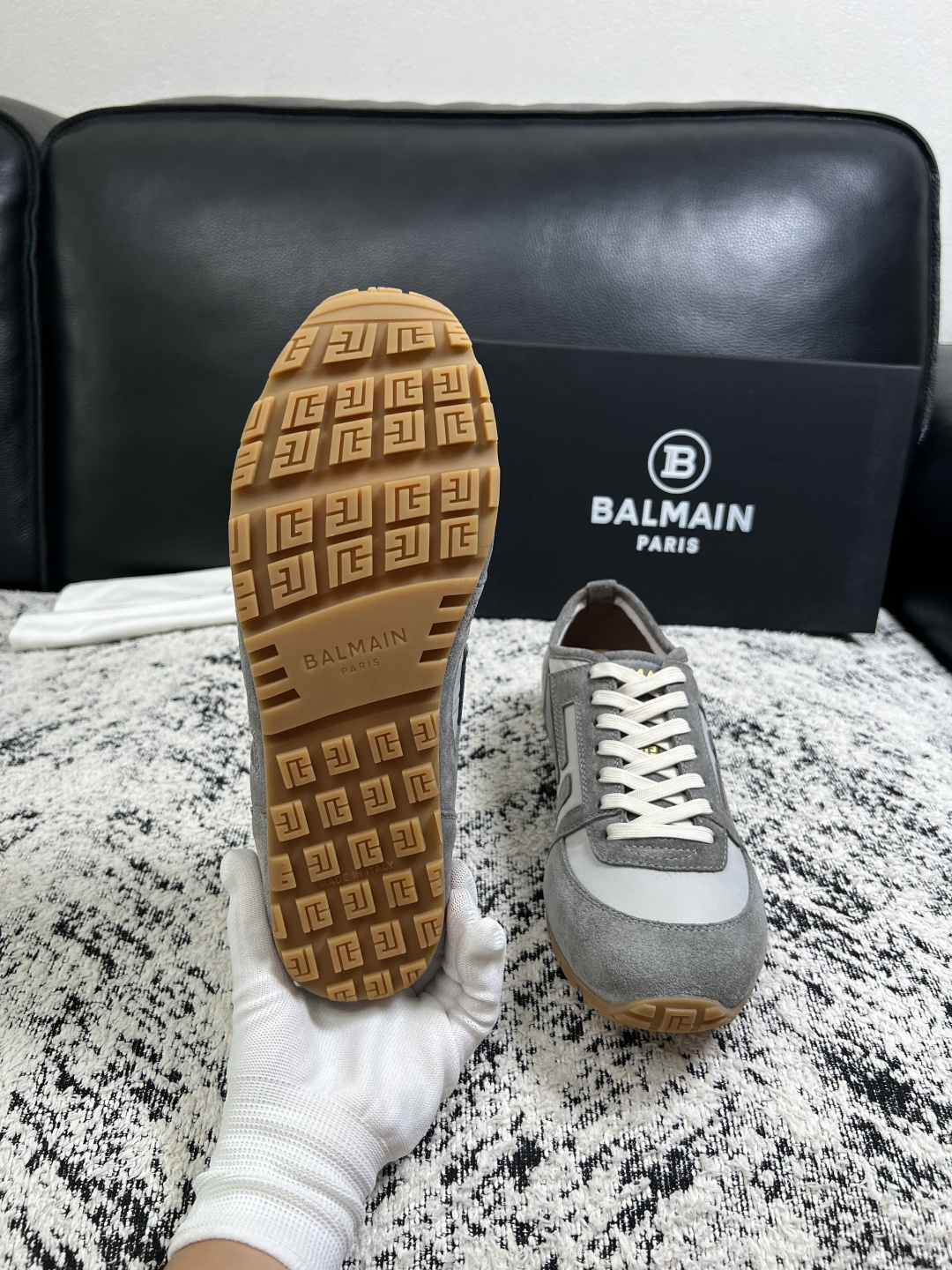 ⚠️只换码不退⚠️    BALMAIN  高品质  顶级工艺品  巴尔曼  专柜新品同步，鞋面意大利进口牛皮拼布面料，