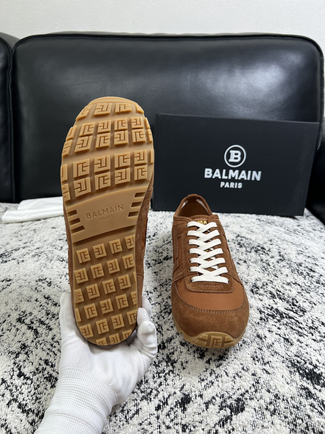 ⚠️只换码不退⚠️    BALMAIN  高品质  顶级工艺品  巴尔曼  专柜新品同步，鞋面意大利进口牛皮拼布面料，