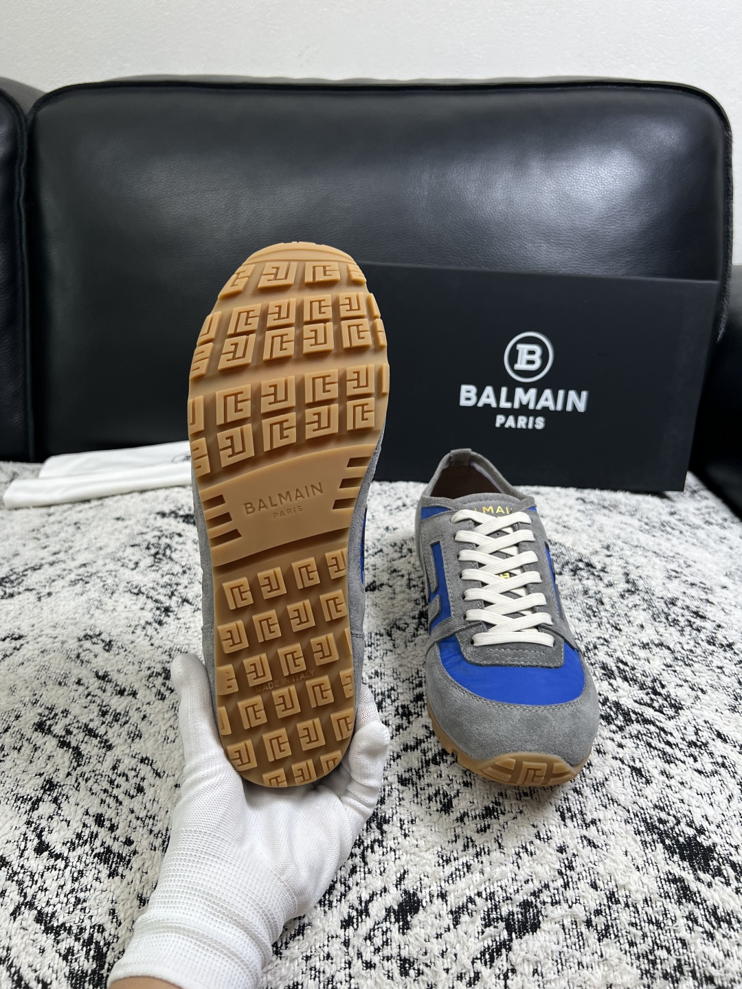 ⚠️只换码不退⚠️    BALMAIN  高品质  顶级工艺品  巴尔曼  专柜新品同步，鞋面意大利进口牛皮拼布面料，