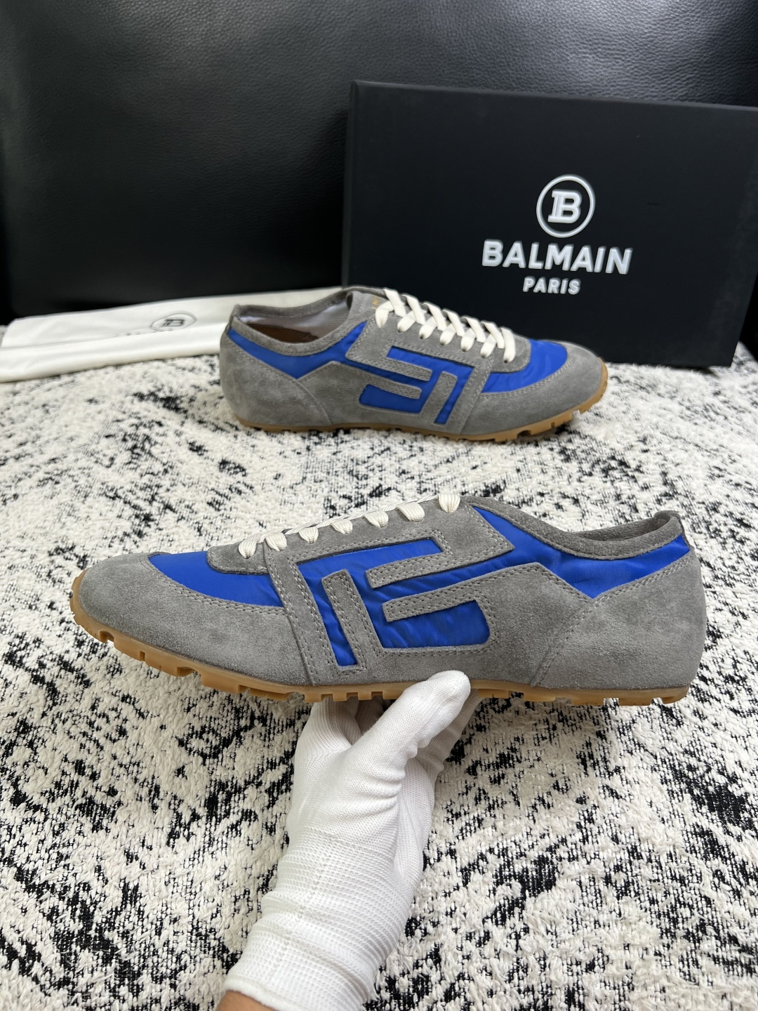 ⚠️只换码不退⚠️    BALMAIN  高品质  顶级工艺品  巴尔曼  专柜新品同步，鞋面意大利进口牛皮拼布面料，