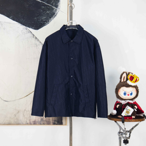 Dior 2025 Fall/Winter Navy Blue Jacket with Oblique Jacquard Motif 1 Dior 2025 Fall/Winter Navy Blue Jacket with Oblique Jacquard Motif