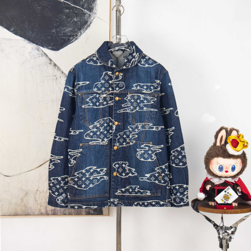 Louis Vuitton 2025 Cloud Jacquard Logo Denim Jacket, High-end Couple Style 1 Louis Vuitton 2025 Cloud Jacquard Logo Denim Jacket, High-end Couple Style