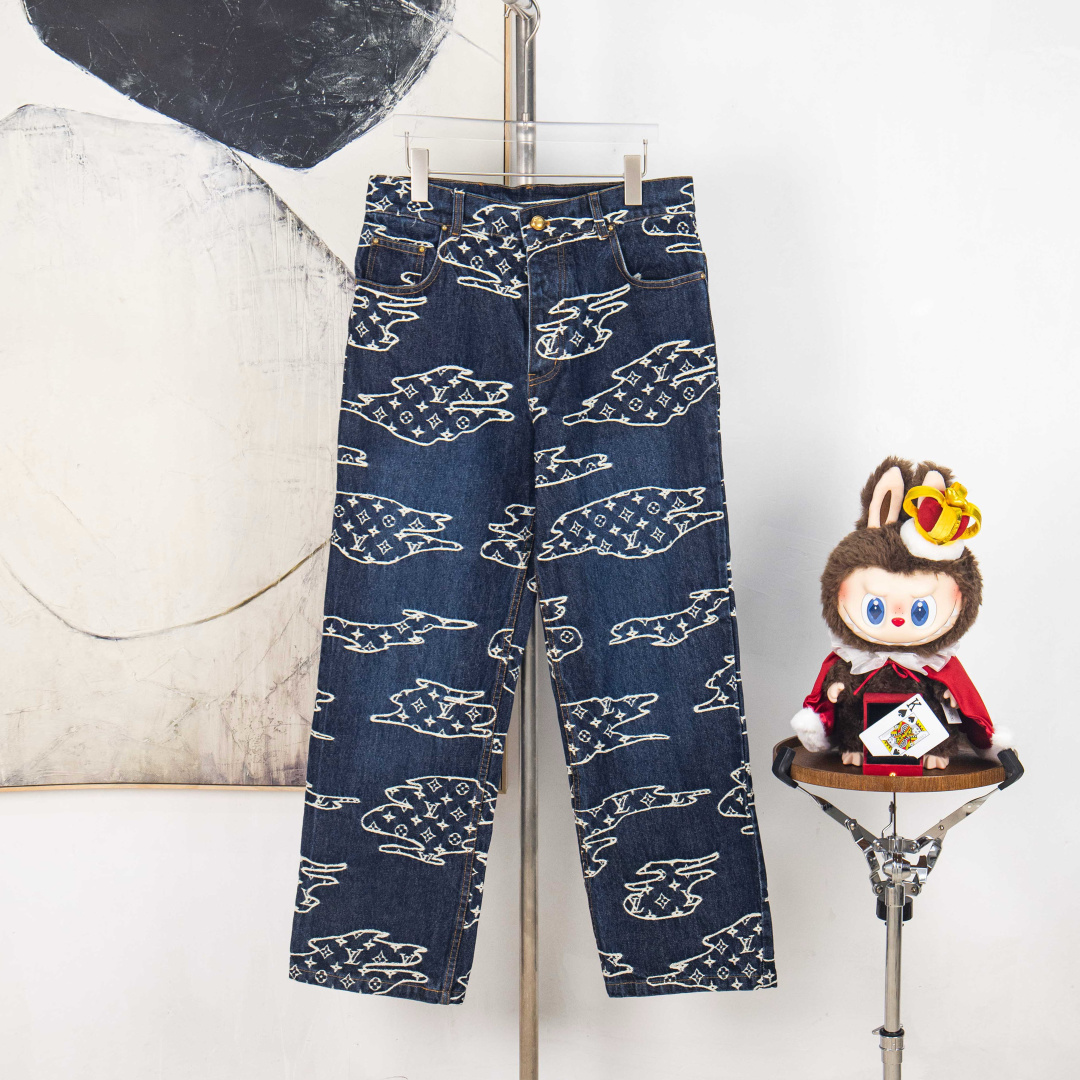 Versión P240 zp [suministro exclusivo] Louis Vuitton/LV 25ss nuevos jeans de skate lavados son de la serie de otoño e i…