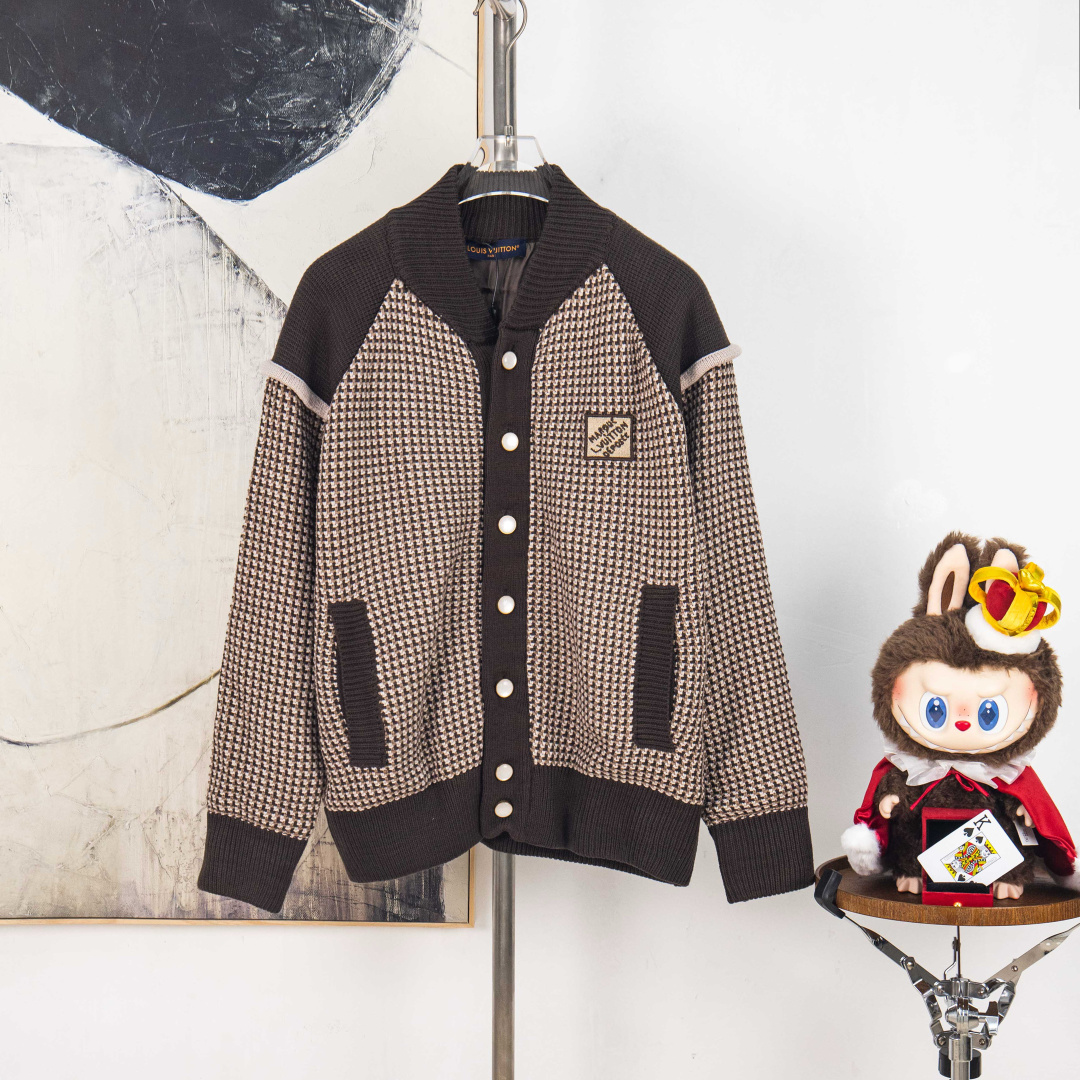 Louis Vuitton Chaqueta Bomber de Tricot con Diseño Jacquard 3D para Hombre